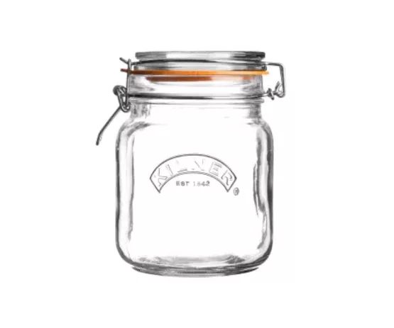 34 oz Clip Top Square Jar