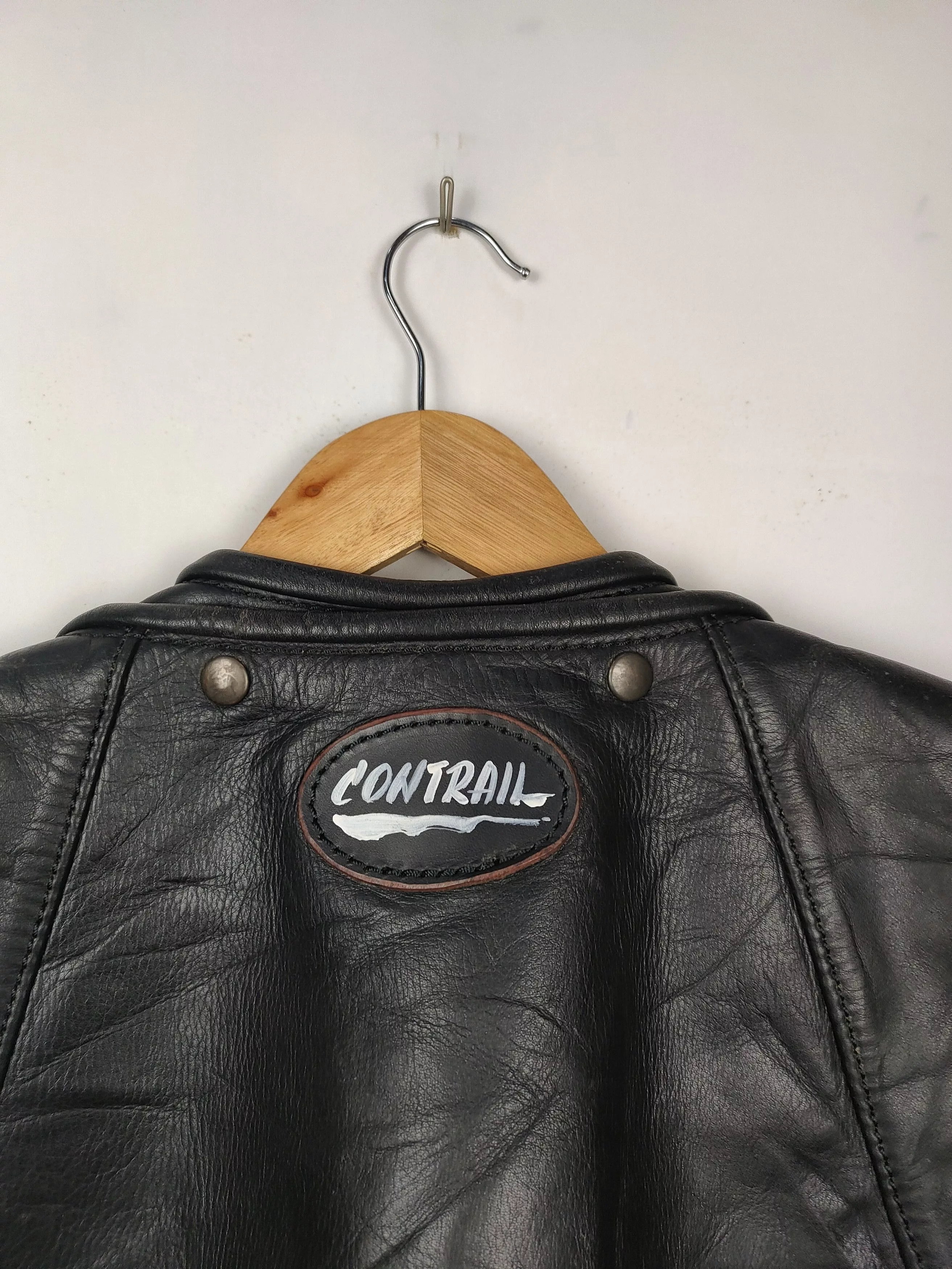 Designer Leather Jackets Designer Vintage Contrail Cybernetic Post apocalyptic Design Jacket Black