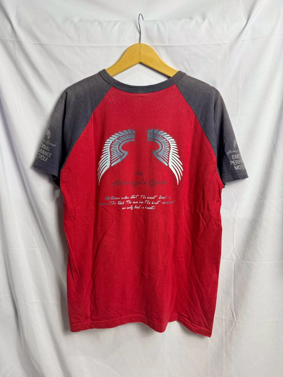 14th Addiction Short Sleeve T Shirts 14th Addiction × If Six Was Nine × Japanese Brand Japanese Poem Wings Tees Red