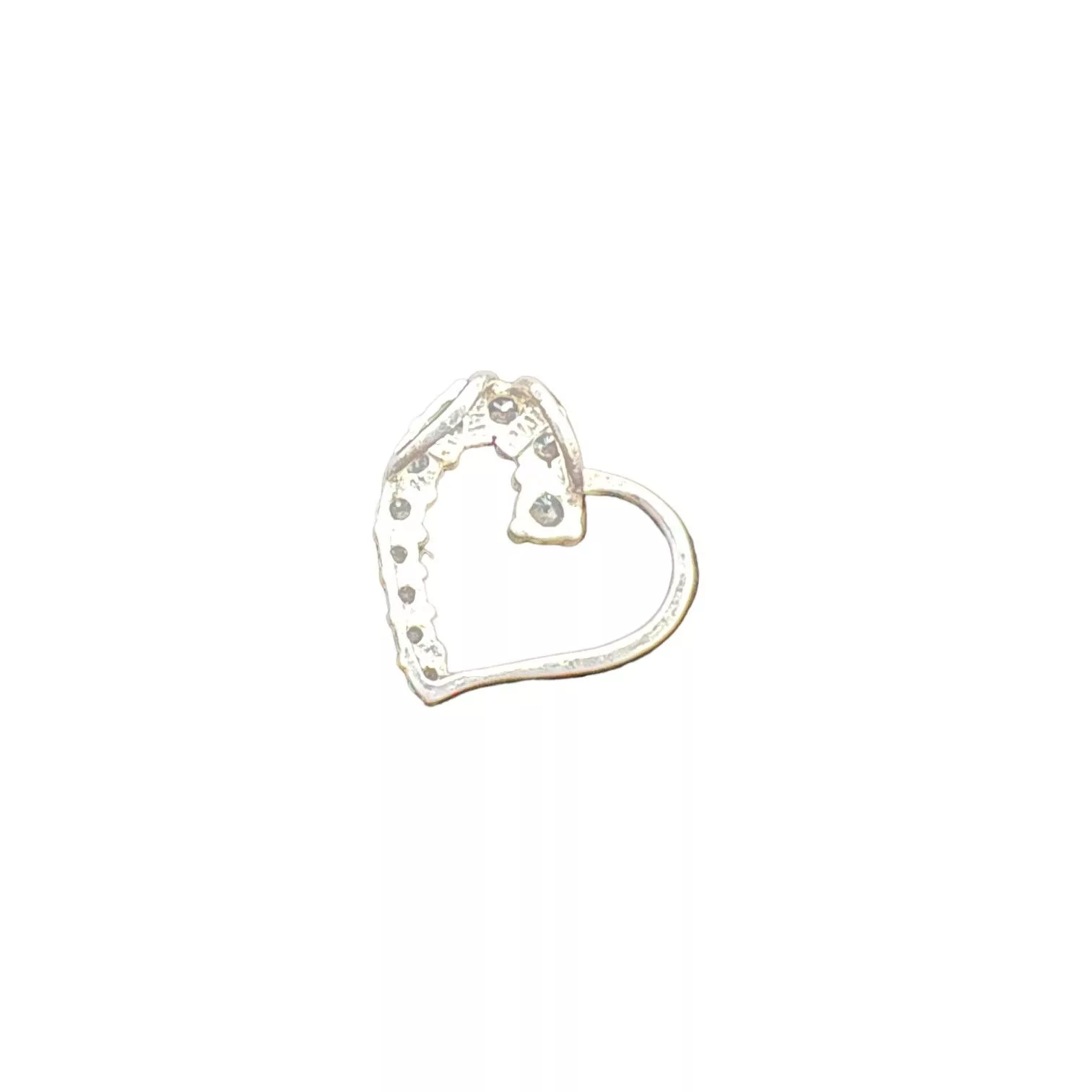Other Necklaces Other Beautiful Leaning Heart Pendant Half with Stones Silver