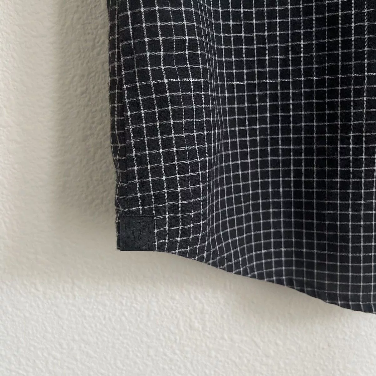Lululemon Shirts Button Ups Lululemon Button Down Short Sleeve Checkered Pocket Shirt Black