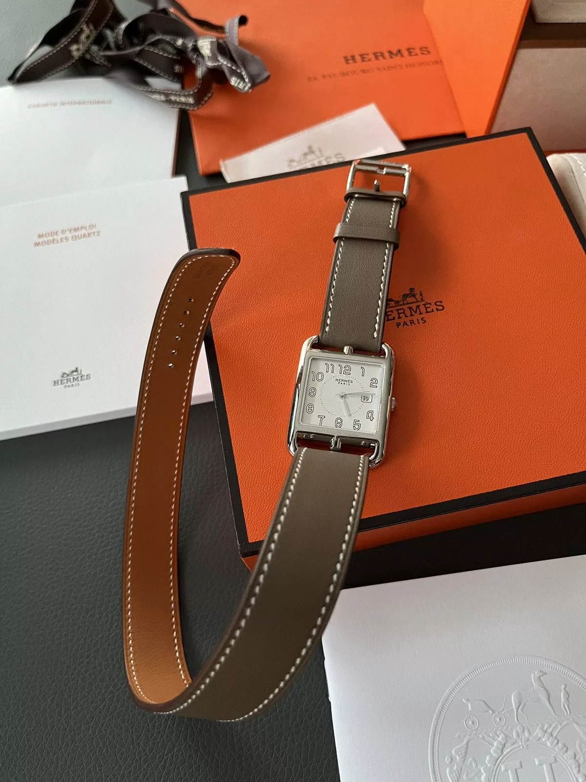 Hermes Watches Brand New Giftable Hermes Classic Cape Cod Large Model Gray