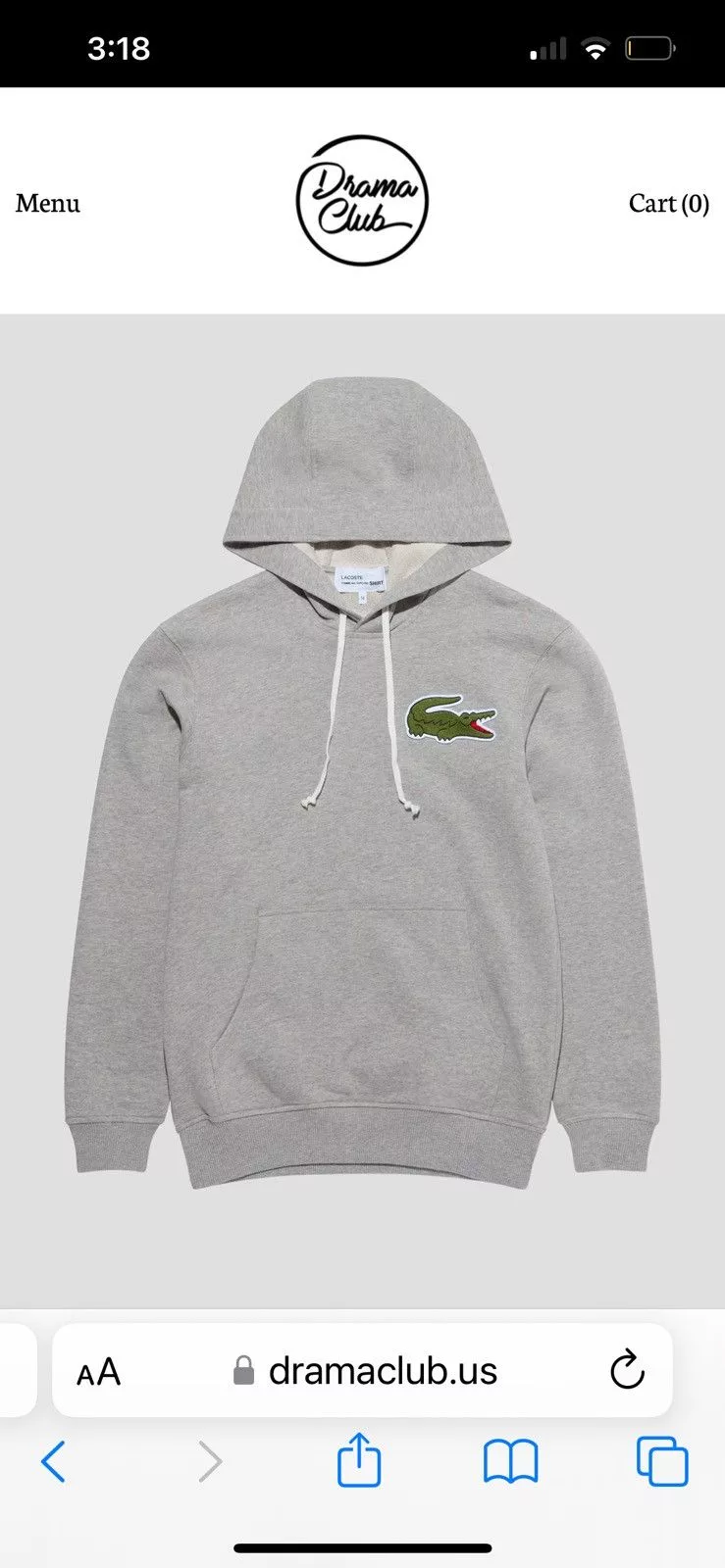 Comme des Garcons Sweatshirts Hoodies Comme des Garcons × Lacoste COMME DEA GARCONS x LACOSTE GIANT CROC HOODIE Gray