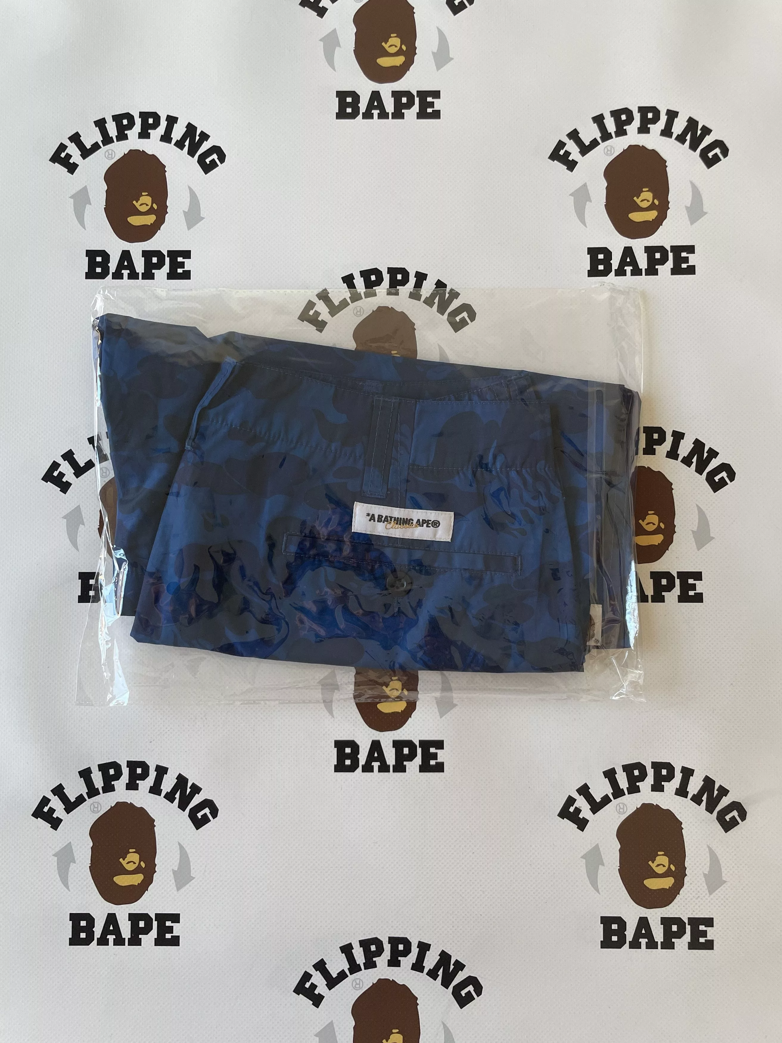 Bape Shorts Bape FIRE CAMO BEACH SHORTS Blue