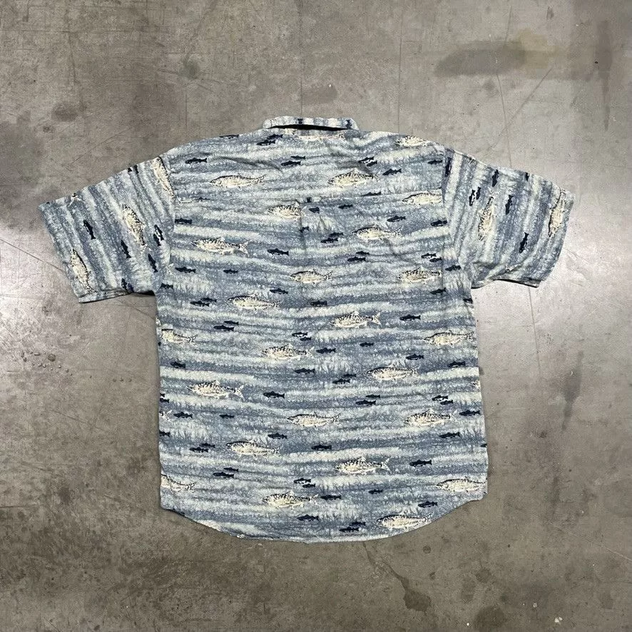 Pendleton Shirts Button Ups Vintage Pendleton Fishing Patterned Button Up Shirt 90s Blue