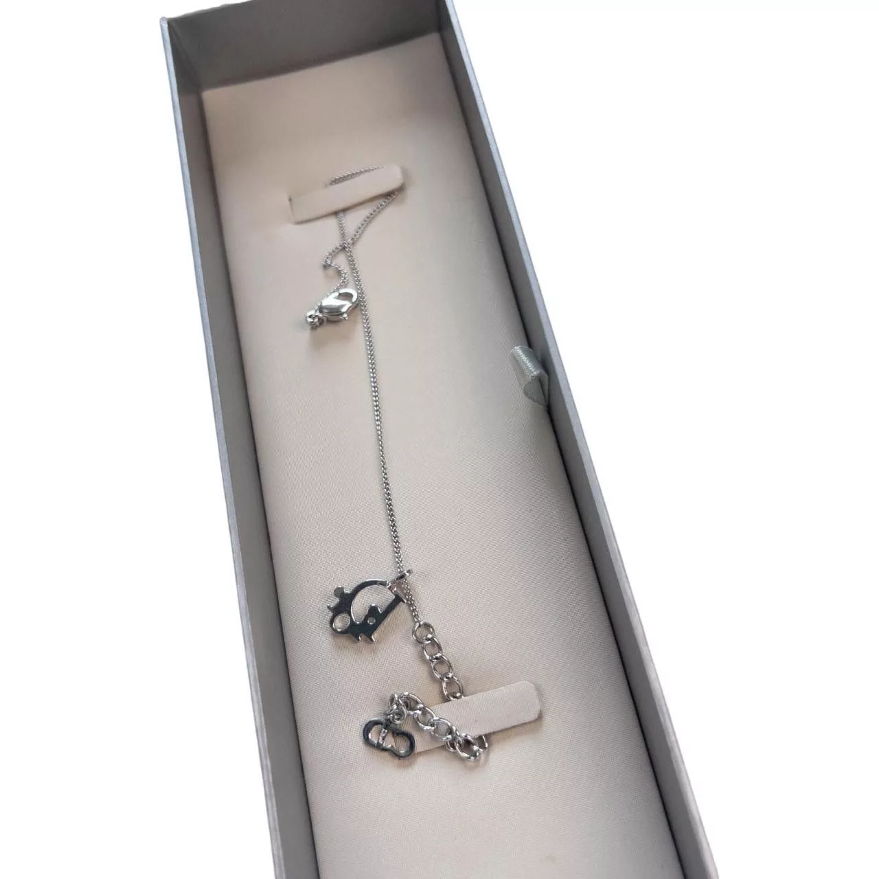 Dior Bracelets Vintage Dior Logo Charm Bracelet Silver