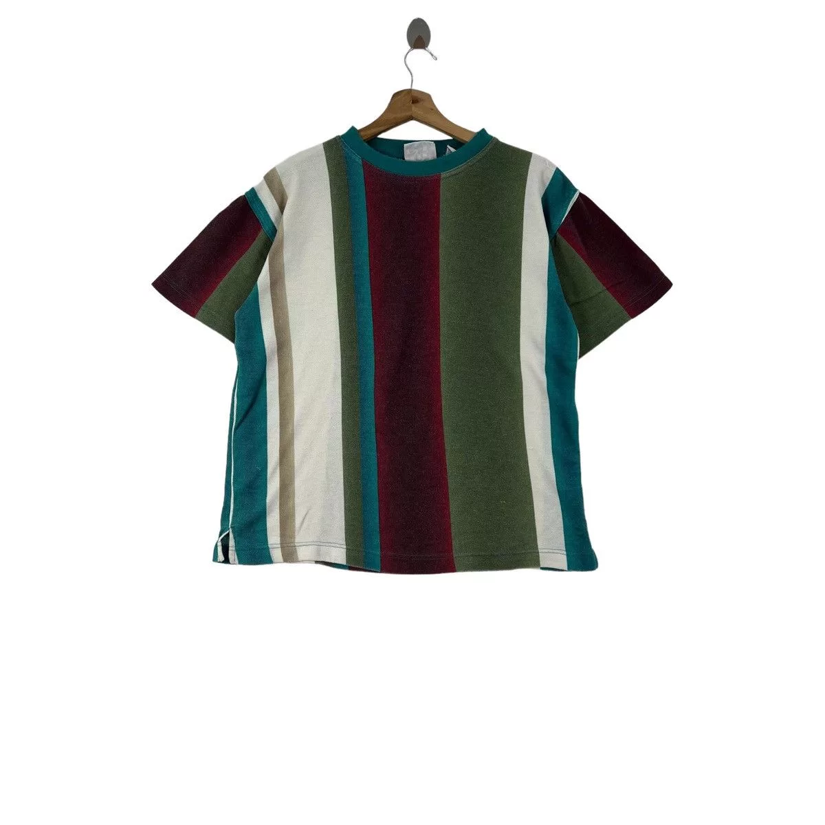 Bugle Boy Short Sleeve T Shirts Vintage y2k American Vintage BUGLE BOY Stripe T-Shirt Green