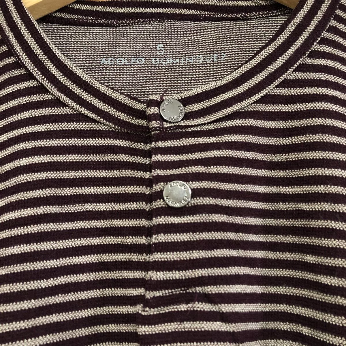 Adolfo Dominguez Short Sleeve T Shirts Adolfo Dominguez Striped 2 Button T-Shirt Multi