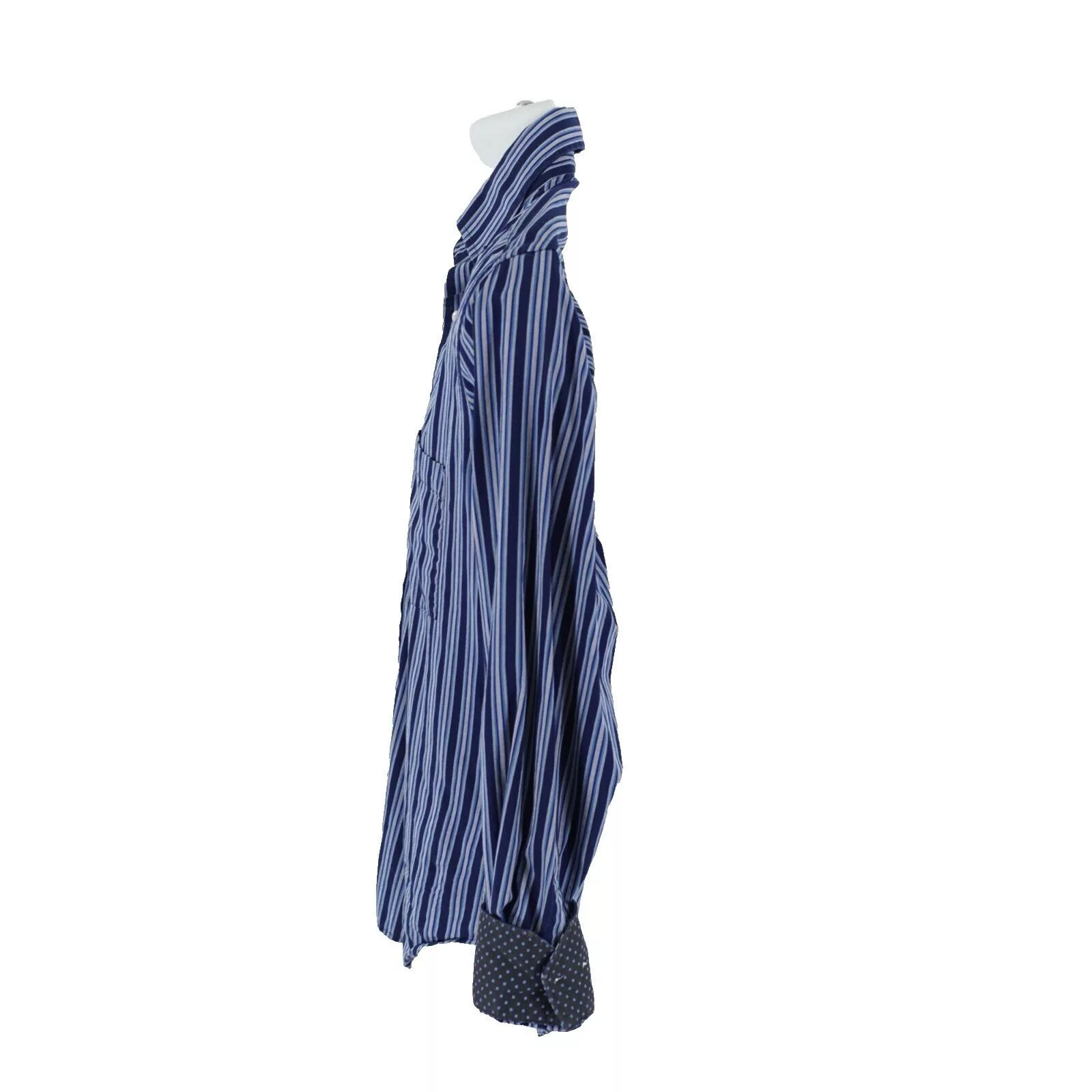 Tailorbyrd Shirts Button Ups Tailorbyrd Blue Striped Flip Cuff Pocket Front Button Down S
