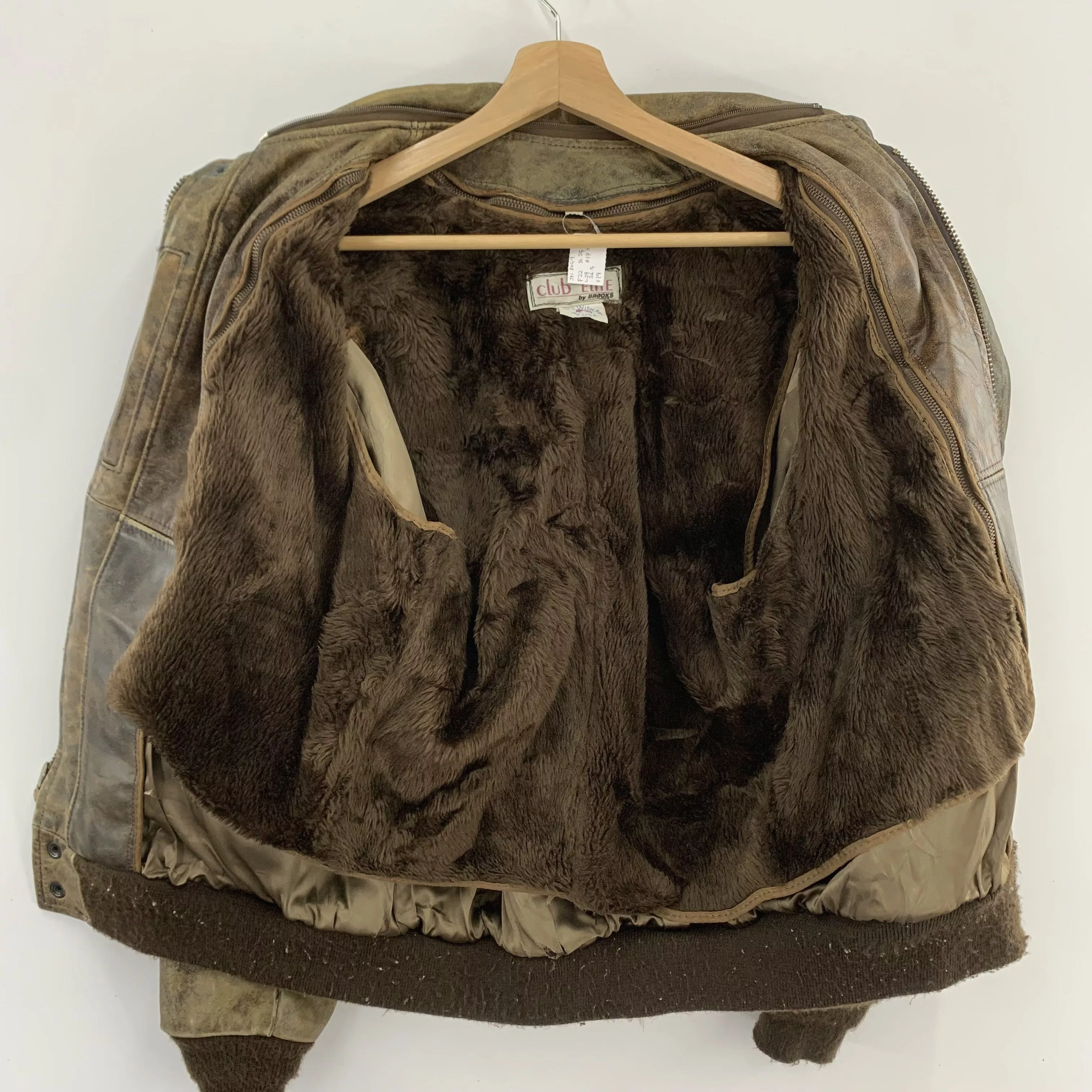 Brooks Leather Jackets Brooks × Genuine Leather Vintage 80s Brooks Leather Jacket Fur Interior Brown