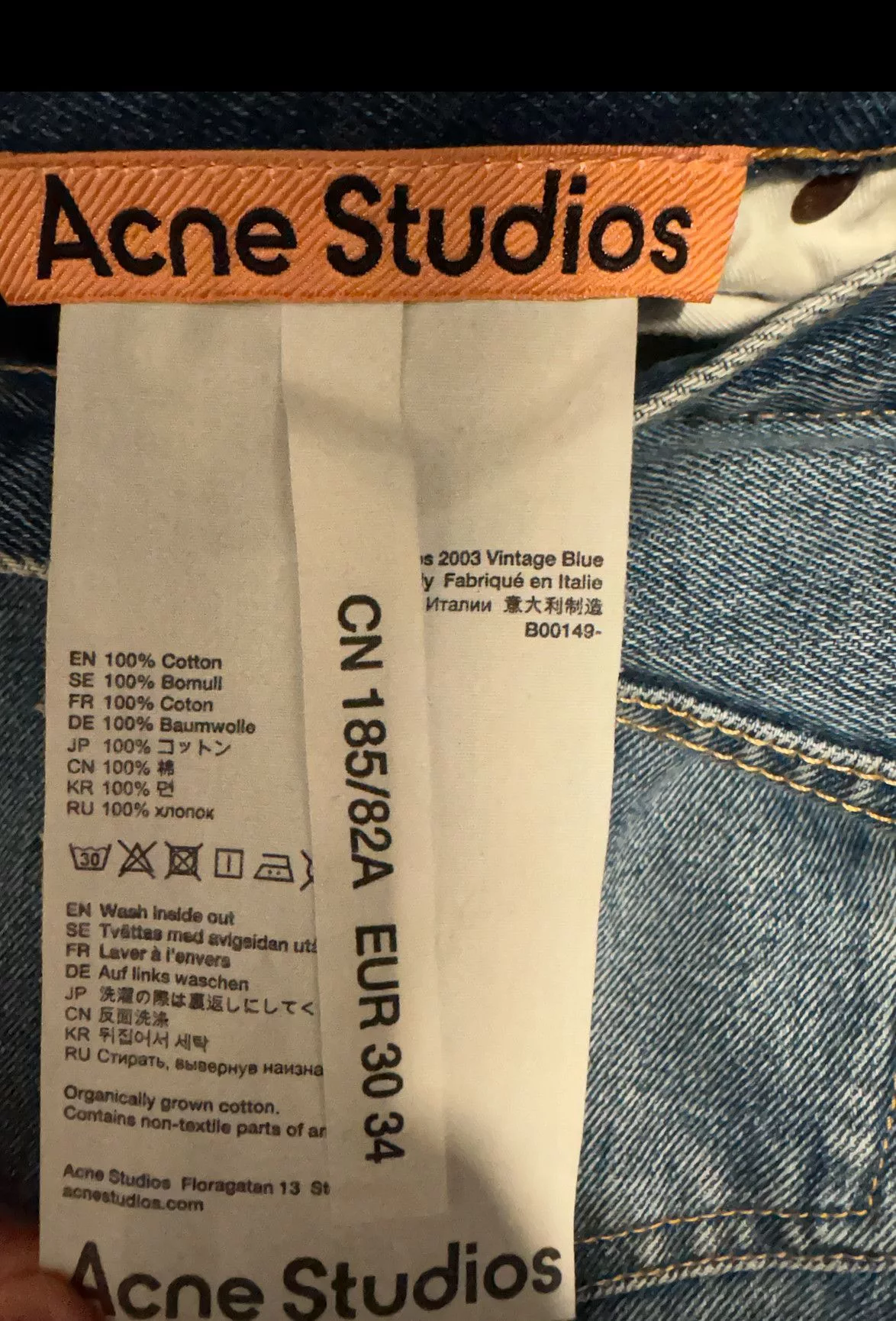 Acne Studios Denim Deep Blue Denim Jeans Acne Studios EUR 30 34