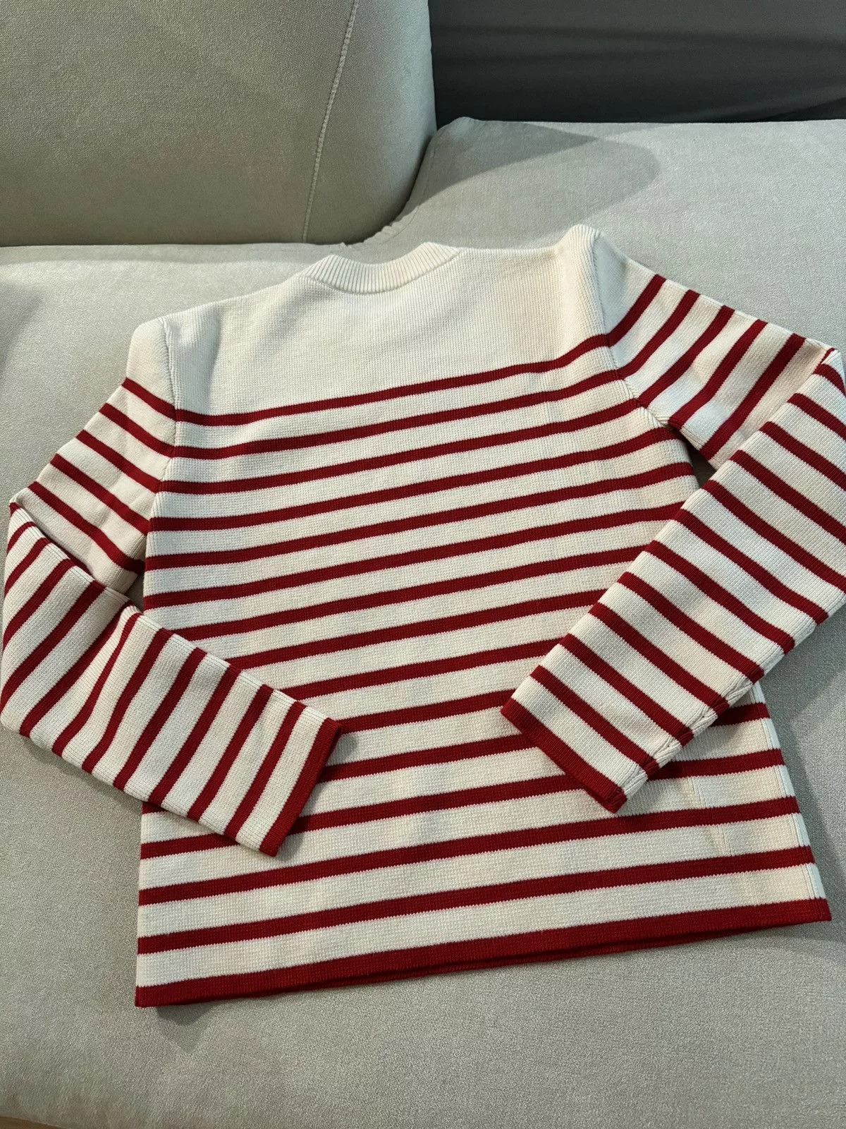 Celine Sweaters Knitwear Celine Breton Stripe Crew Neck Knit White