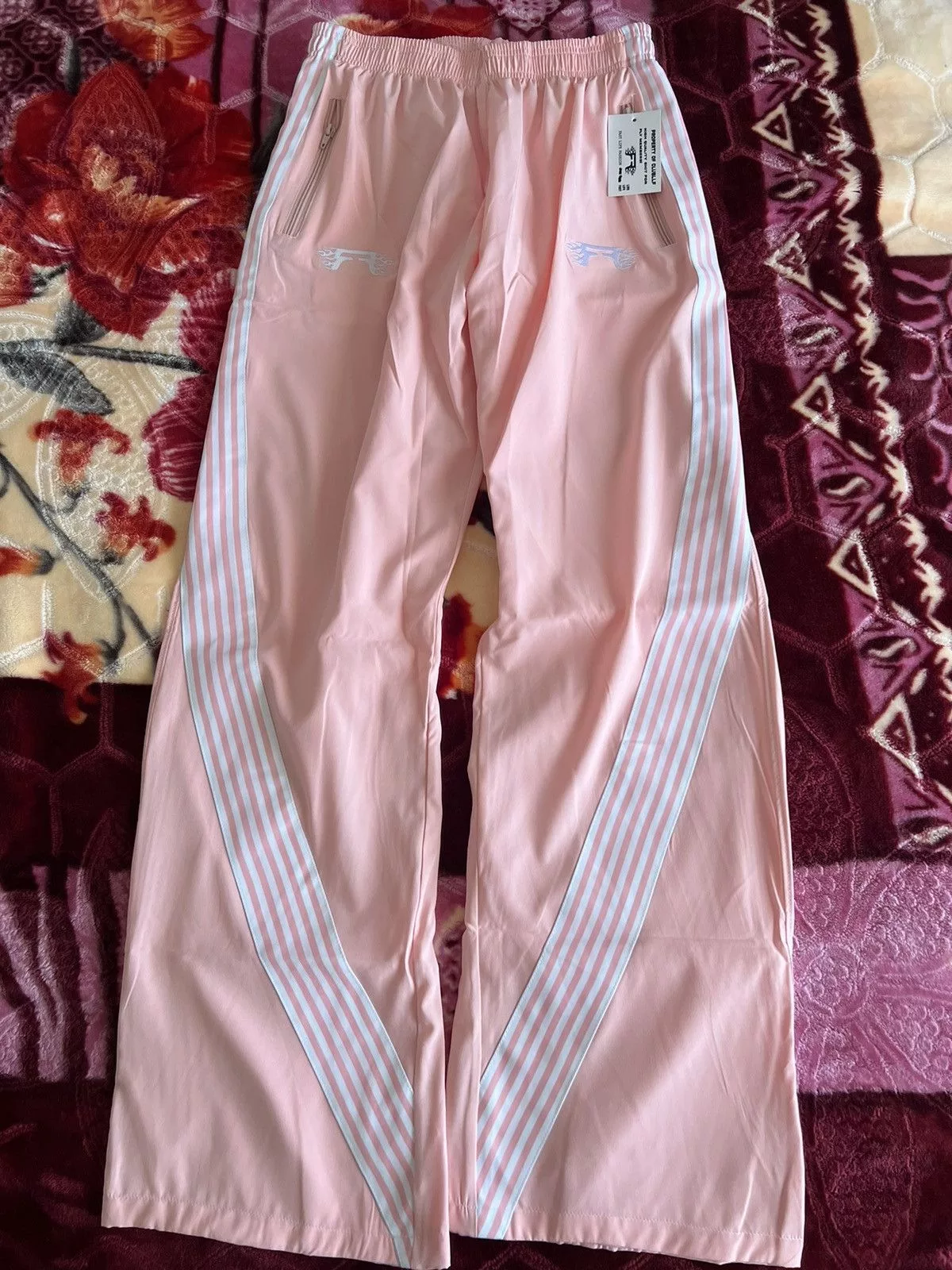Designer Sweatpants Joggers Designer × Other Club Live Life Fast (LLF) Pink Running Man Tracks Size XL Streetwear