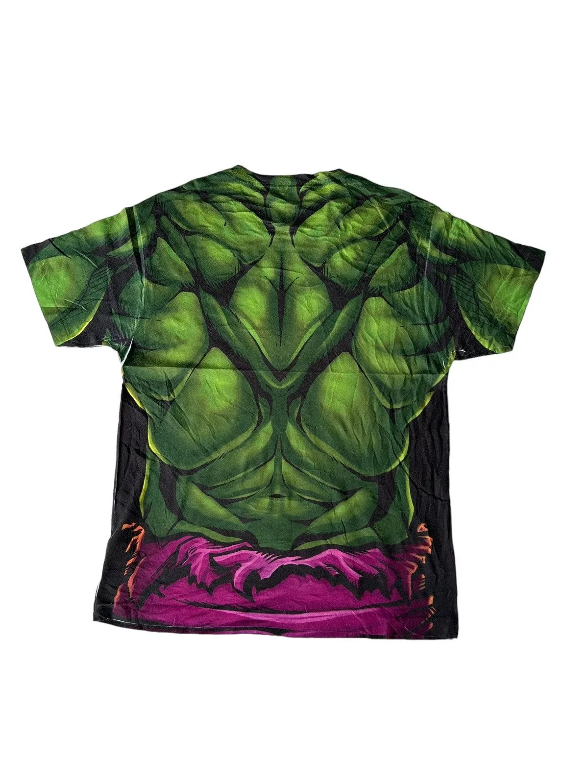 Marvel Comics Short Sleeve T Shirts Marvel Comics Vtg Marvel Universal Studio Hulk Overprint FullPrint Shirt Green Vintage