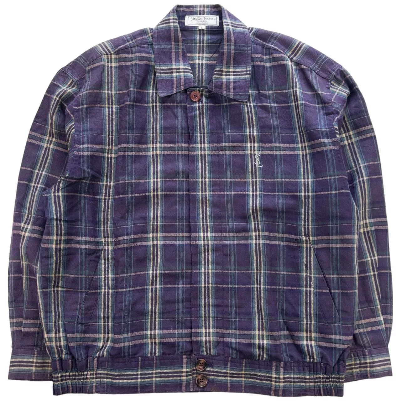 Yves Saint Laurent Light Jackets Vintage YSL Yves Saint Laurent Check Jacket Size L Purple