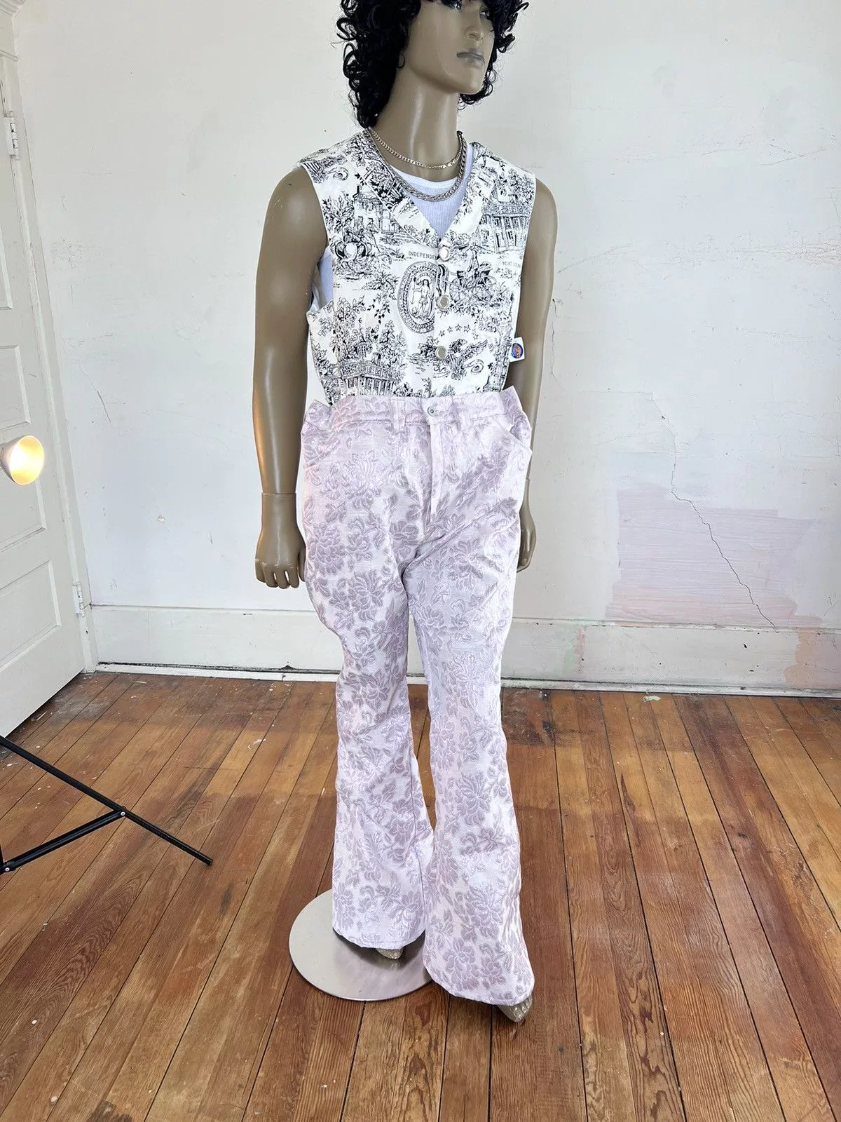 Other Casual Pants Other Mens pink brocade Lamee Bell Bottom Pants XL by Herman