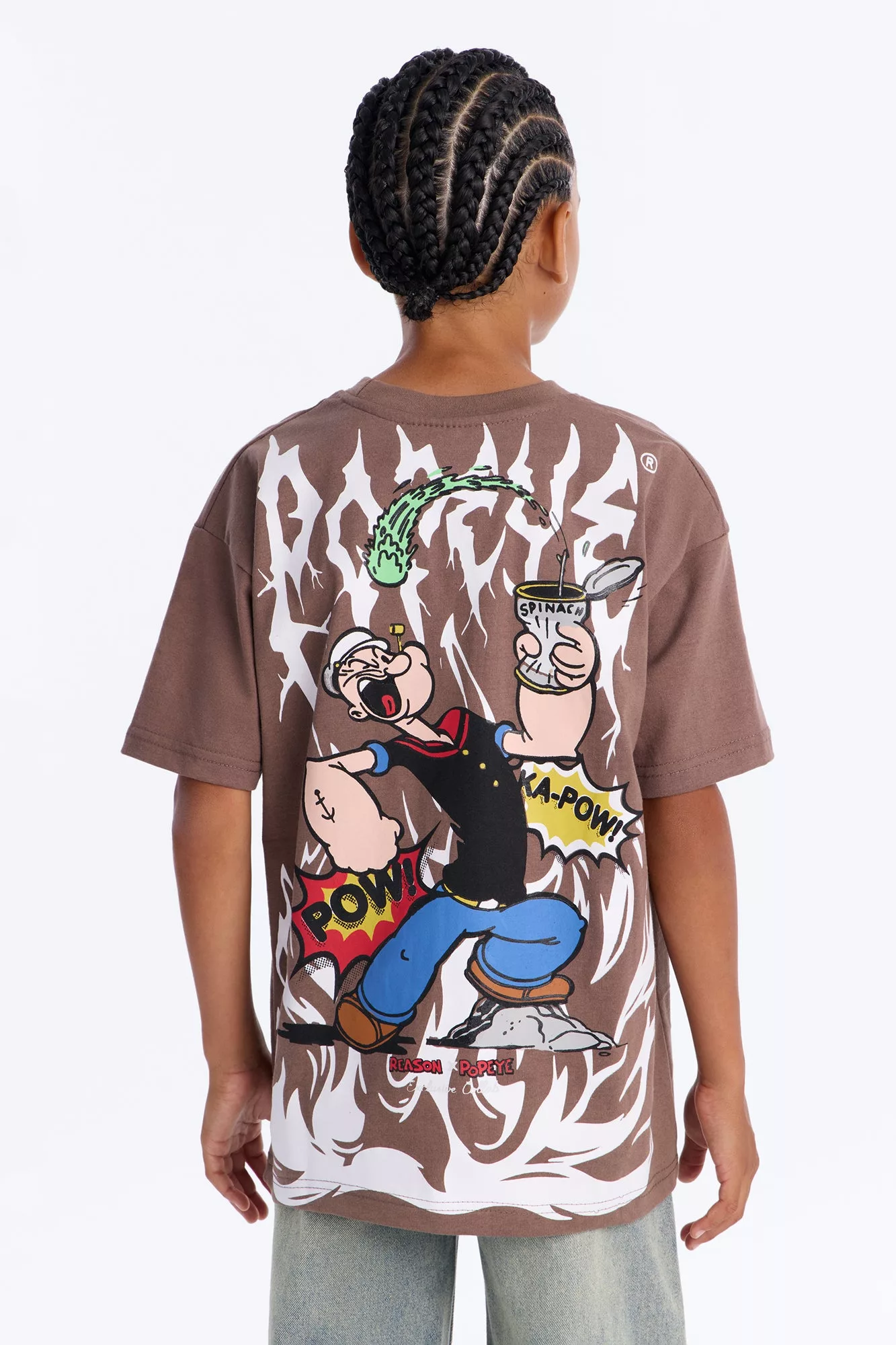 Mini Popeye Powered By Spinach Short Sleeve Tee - Brown