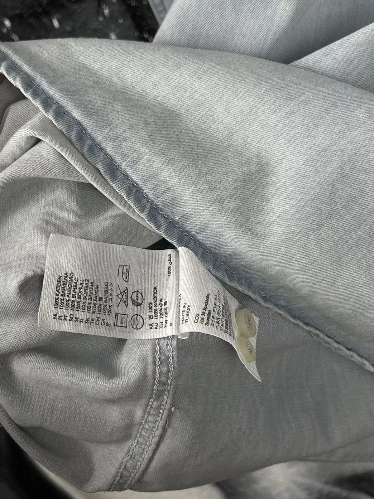 Cos Shirts Button Ups Cos × Designer COS Washed Blue Designed Shirt Button Up Men’s Size L Streetwear