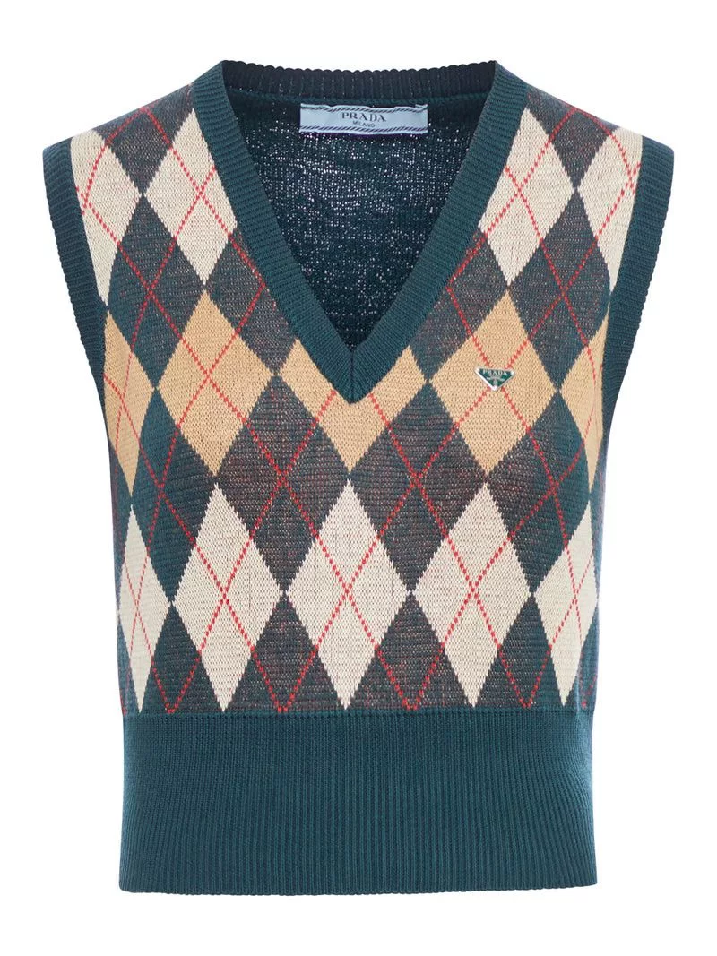 Prada Crop Tops Prada WOOL GILET Blue