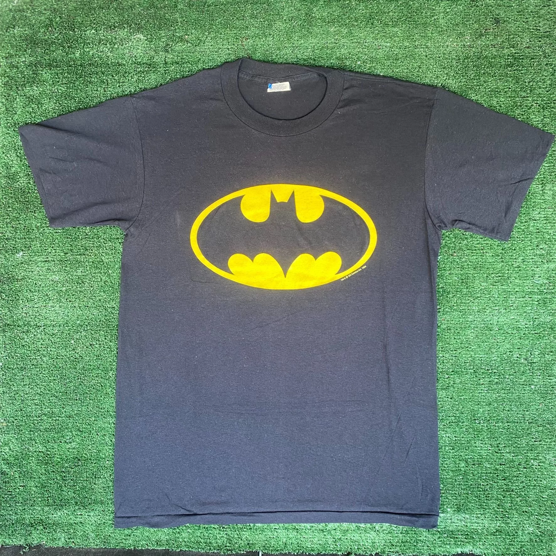 DC Comics Short Sleeve T Shirts Vintage 80s Batman Logo Shirt Single Stitch DC Comics Tee Black