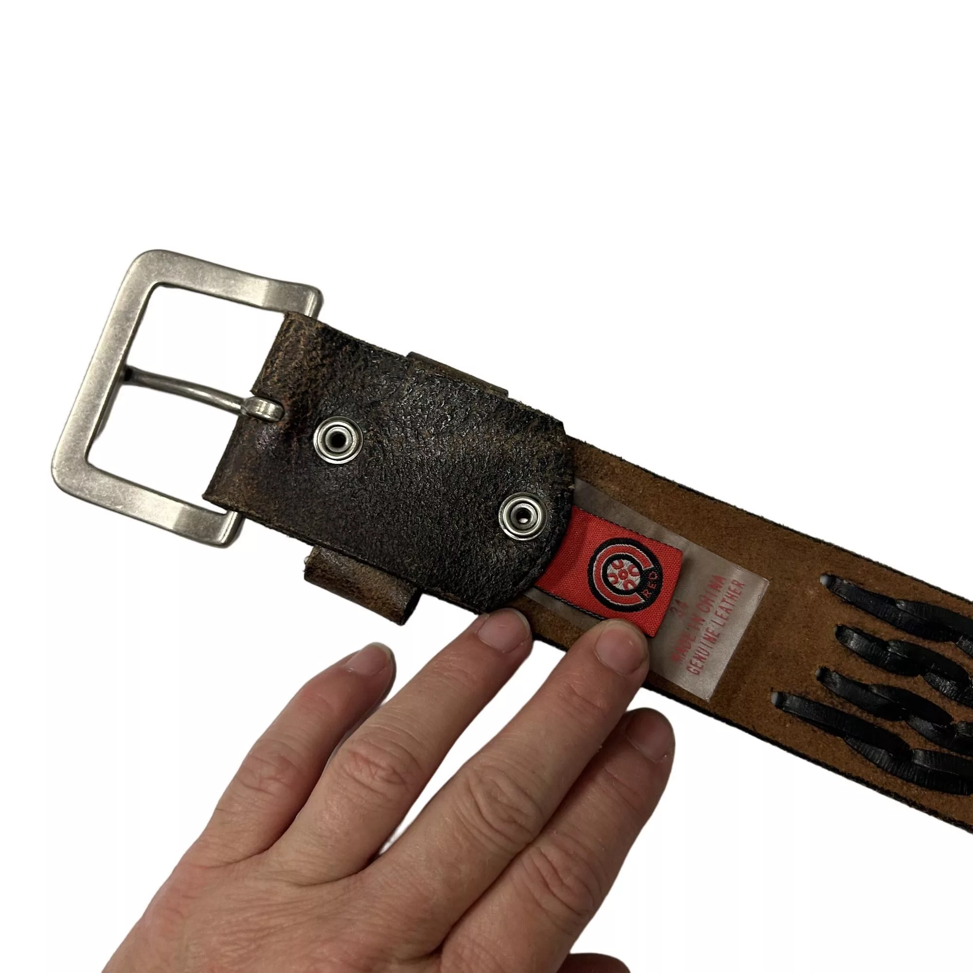 Other Belts Other C-Red Black DISTRESSED Leather Wide LACED Motorcycle Belt