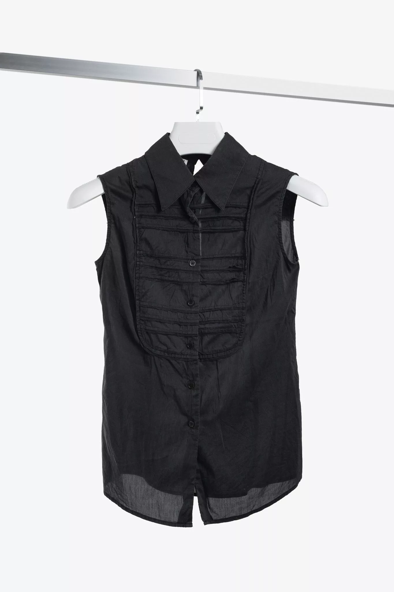 Miu Miu Blouses Miu Miu 2006 Grey Pleated Cotton Shirt Black