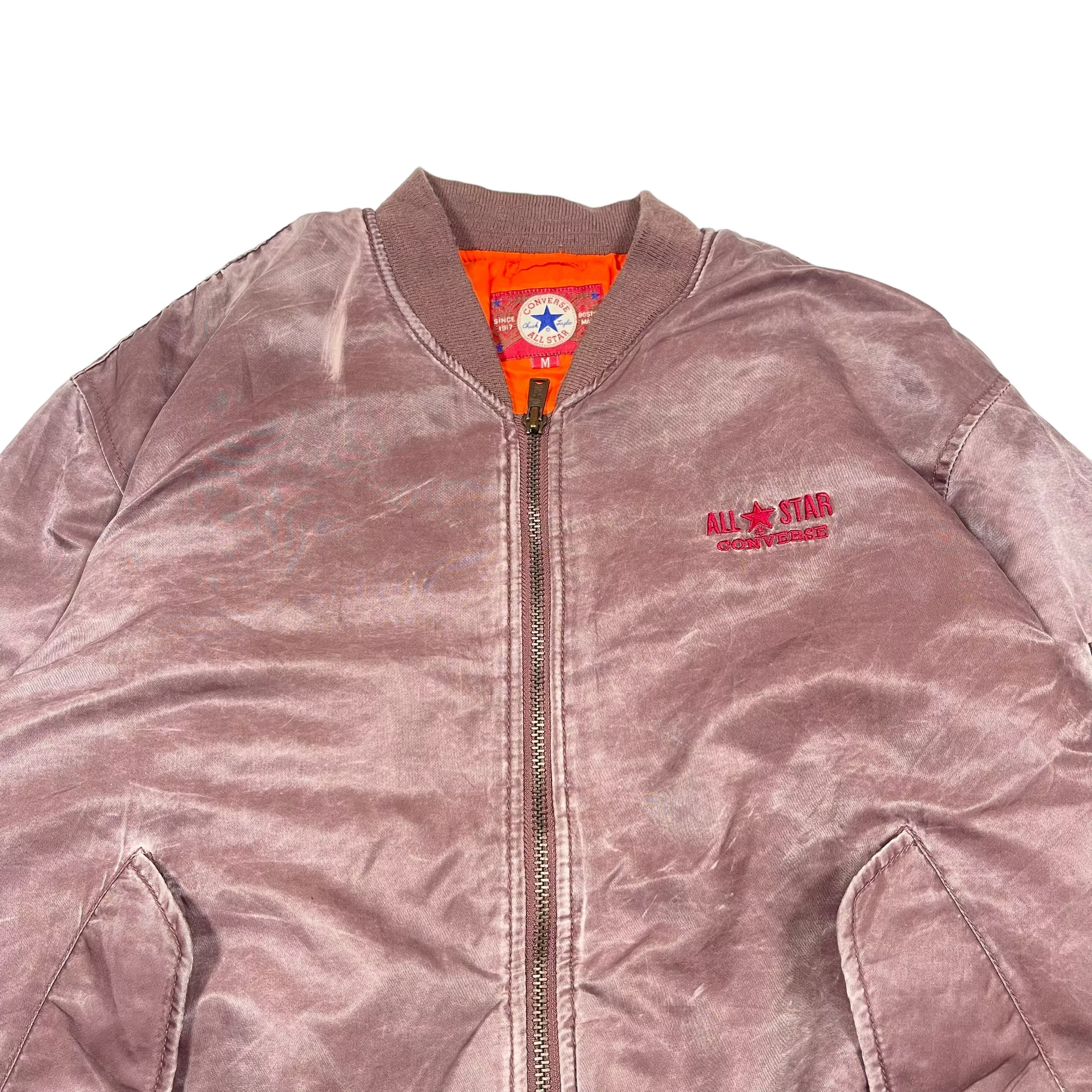 Converse Bombers Converse × Vintage Vintage 1990s Converse Nylon Washed Bomber Jacket Red