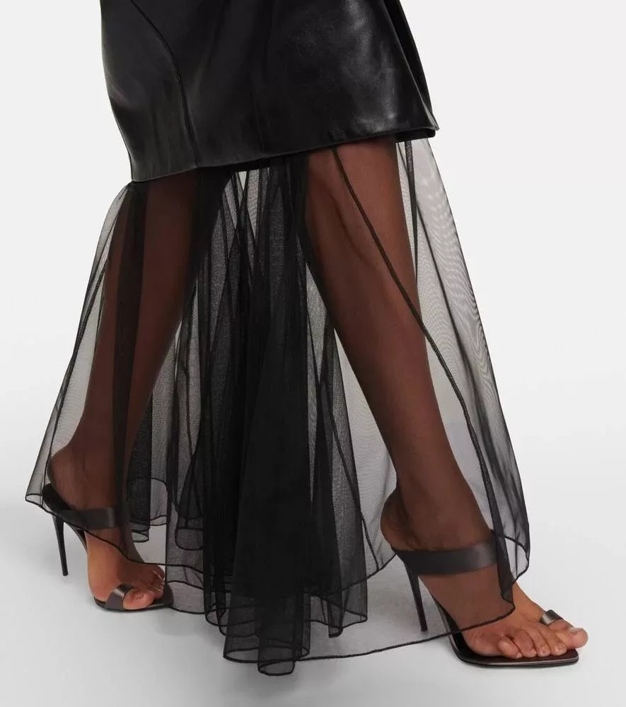 Saint Laurent Paris Heels Saint Laurent Paris o1s1wg110724 Martha Mules in Silk Satin in Storm Grey Gray