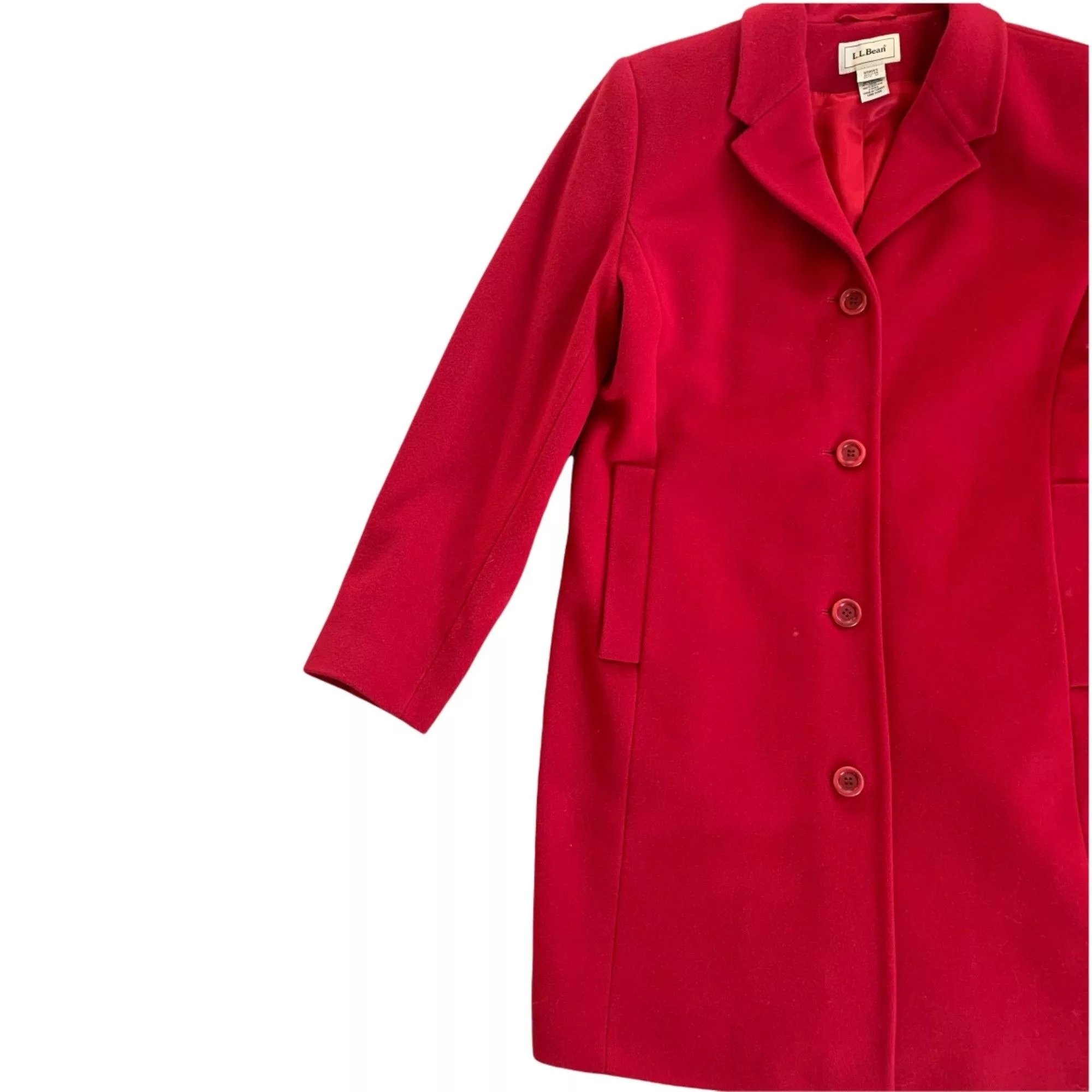 L.L. Bean Coats L.L. Bean LL Bean Wool & Cashmere Red Pea Coat 12