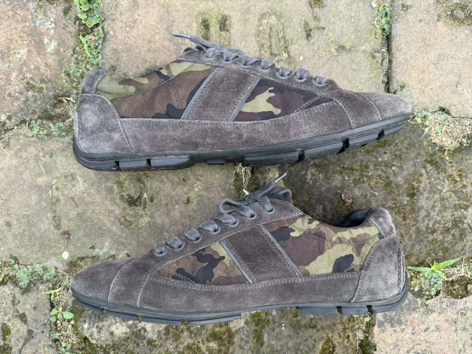 Prada Low Top Sneakers Authentic 💫Prada💫 (4E2854) Trainers Grey Camouflage suede… Multi