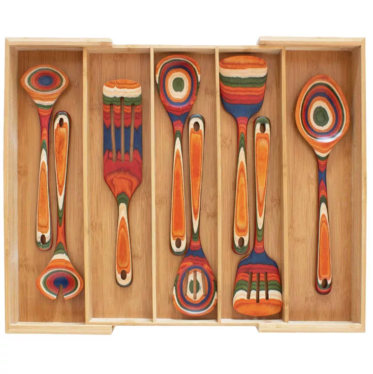 Expandable Bamboo Utensil Drawer Organizer