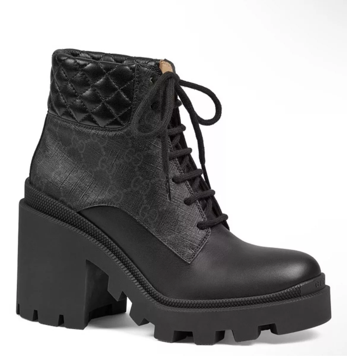 Gucci Boots Gucci Women's GG Platform High Block Heel Ankle Boots Black