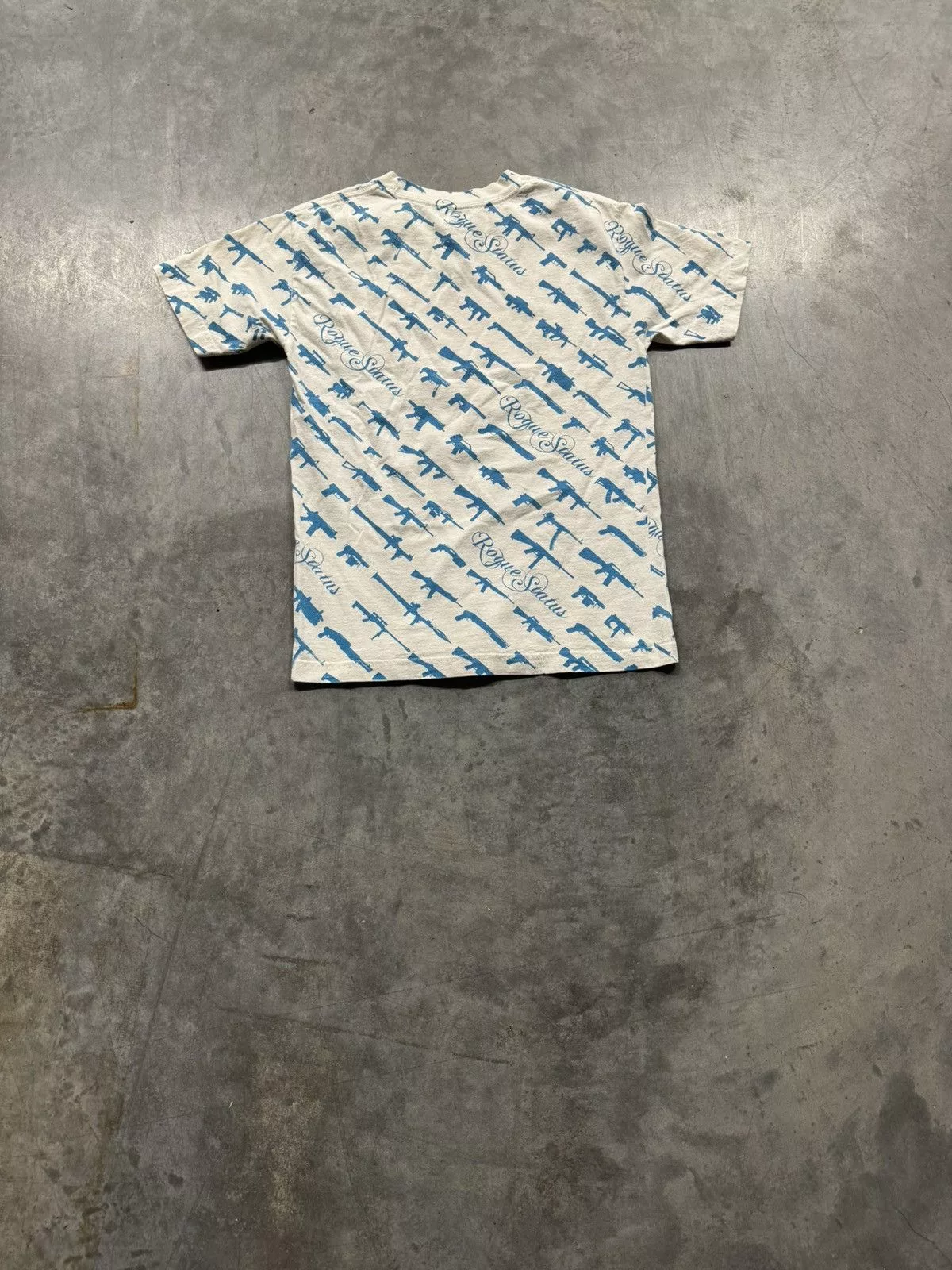Rogue Status Short Sleeve T Shirts Rogue Status × Vintage Vintage Y2K Rogue Status Gun All Over Print T Shirt White