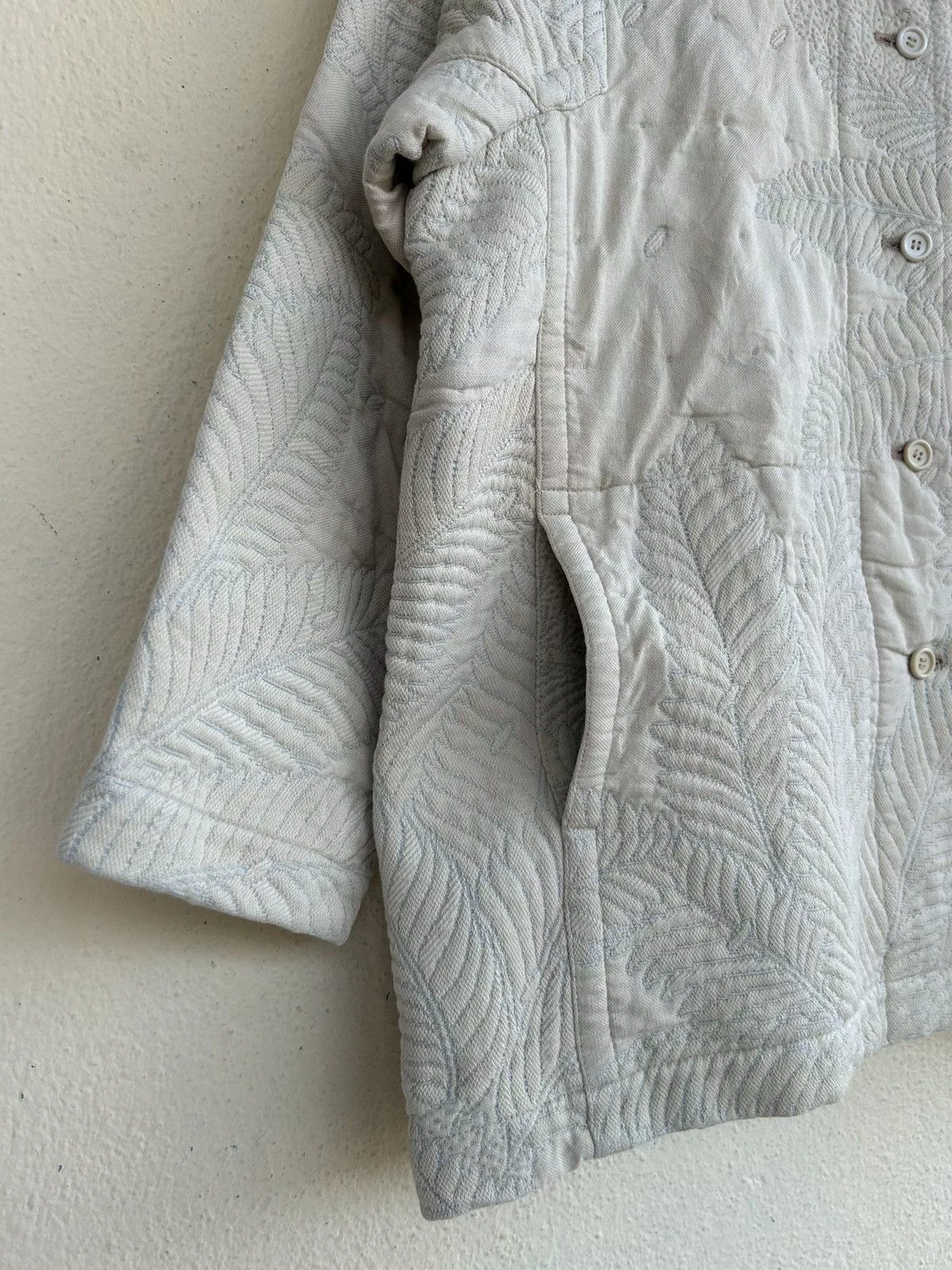 Issey Miyake Light Jackets Issey Miyake Mandarin Colar Button Ups Jacket White