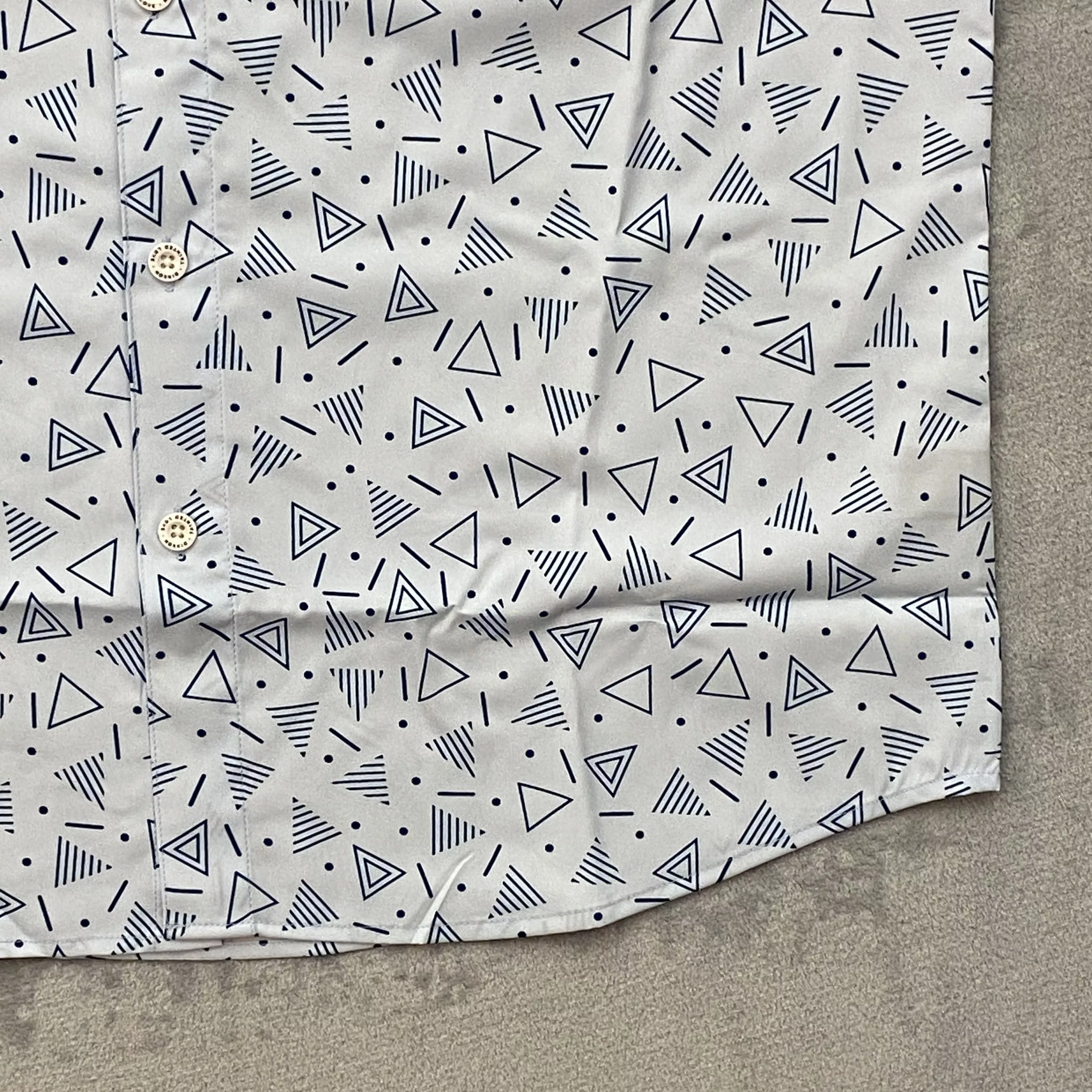Dixxon Shirts Button Ups Dixxon Men Large TAINTED LOVE Geometric Short Sleeve Logo 90s Party Blue