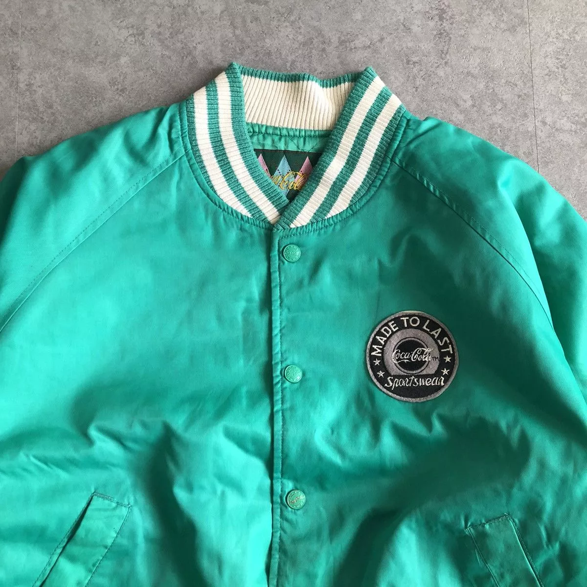 Coca Cola Bombers Coca Cola × Vintage 1980s Vintage Coca Cola Sportswear Varsity Jacket C 1988 Green Avant-Garde