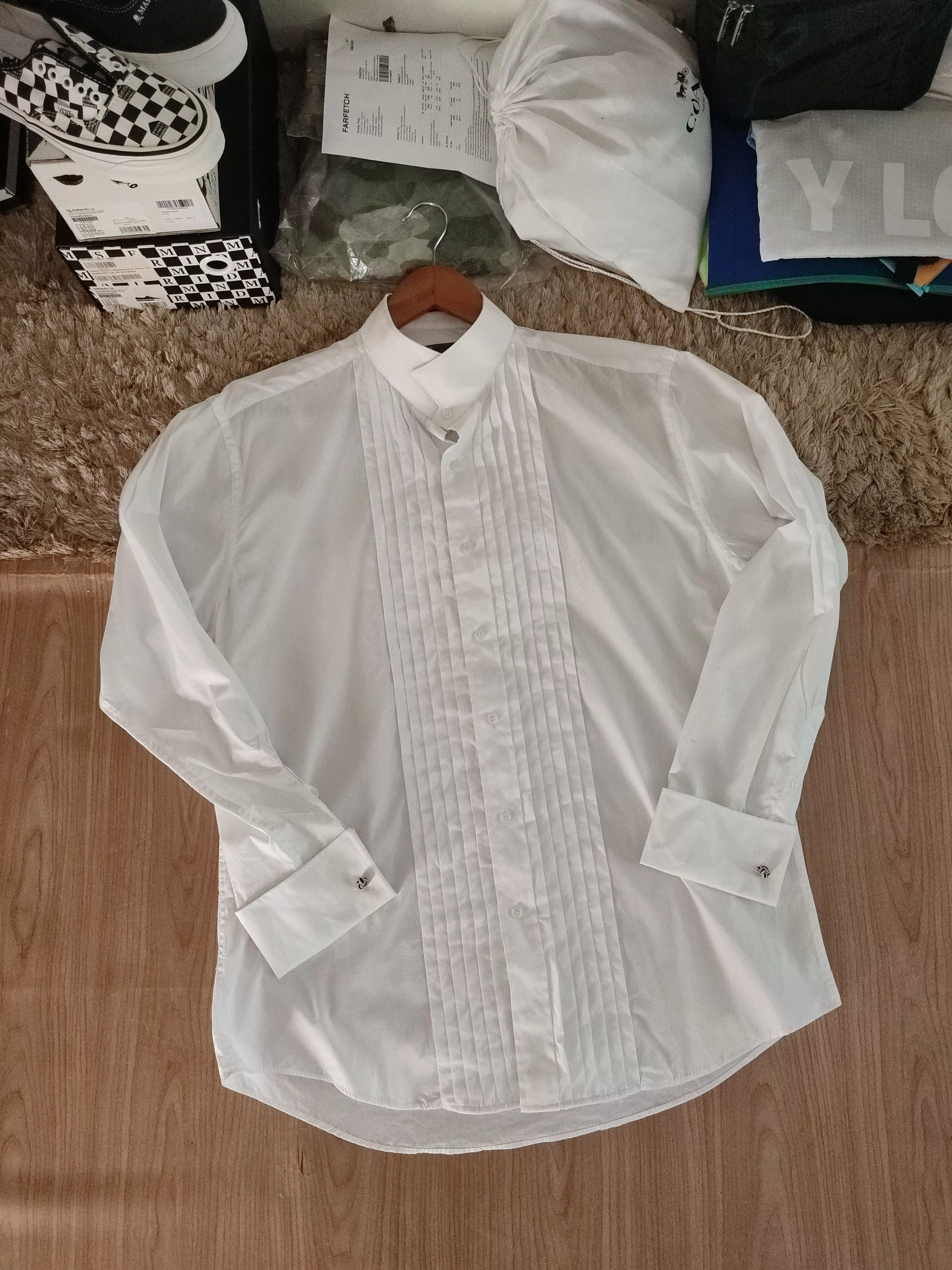 Ike Behar Shirts Button Ups IKE BEHAR PLEATED SHIRT White