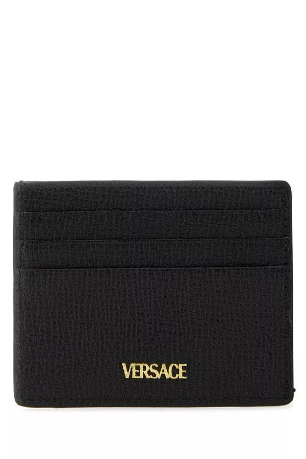 Versace Wallets Versace Black Leather Medusa Biggie Card Holder Multi