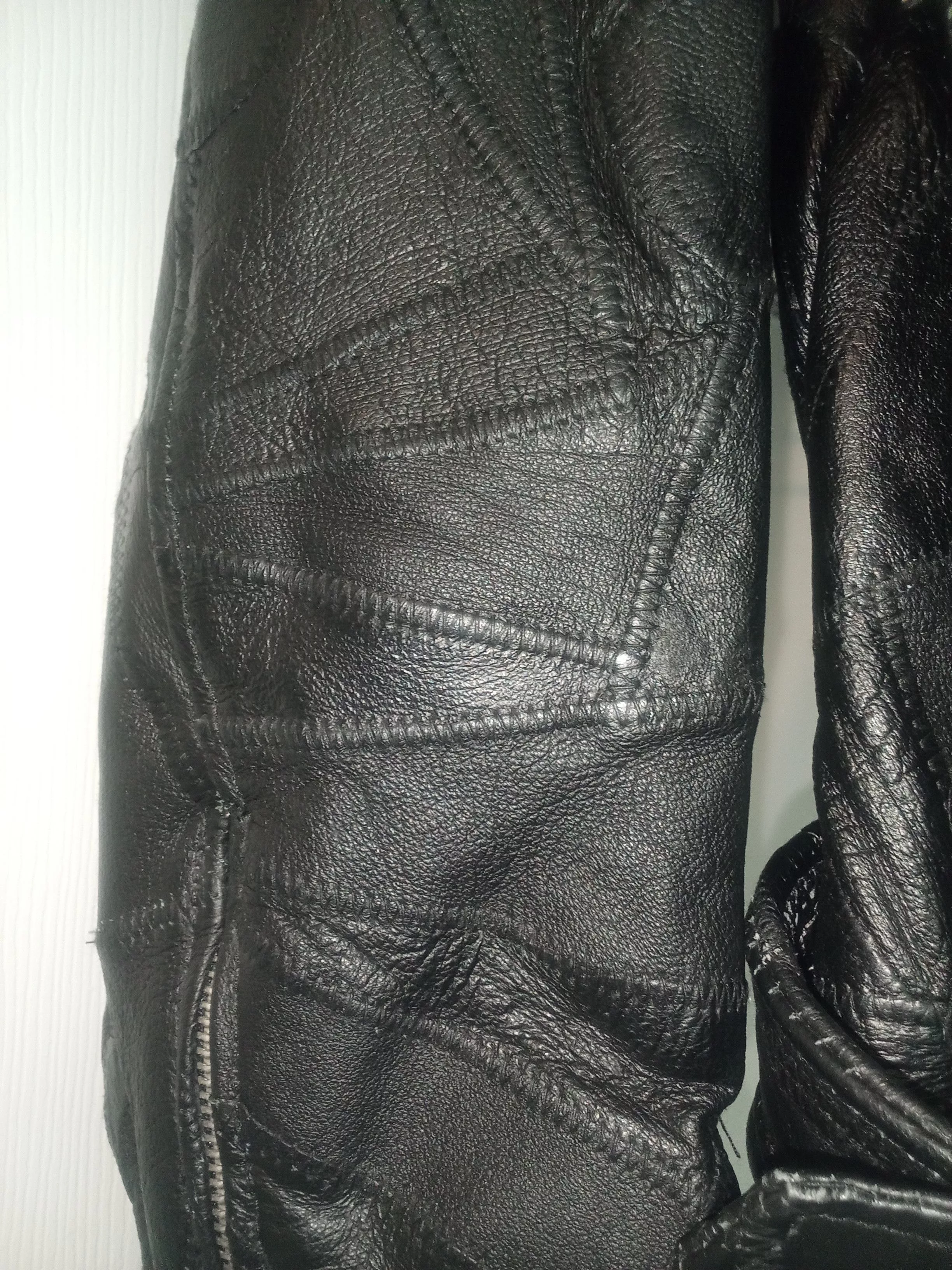 Vintage Leather Jackets VINTAGE LEATHER BIKER JACKET WITH EAGLE EMBROIDERY Black
