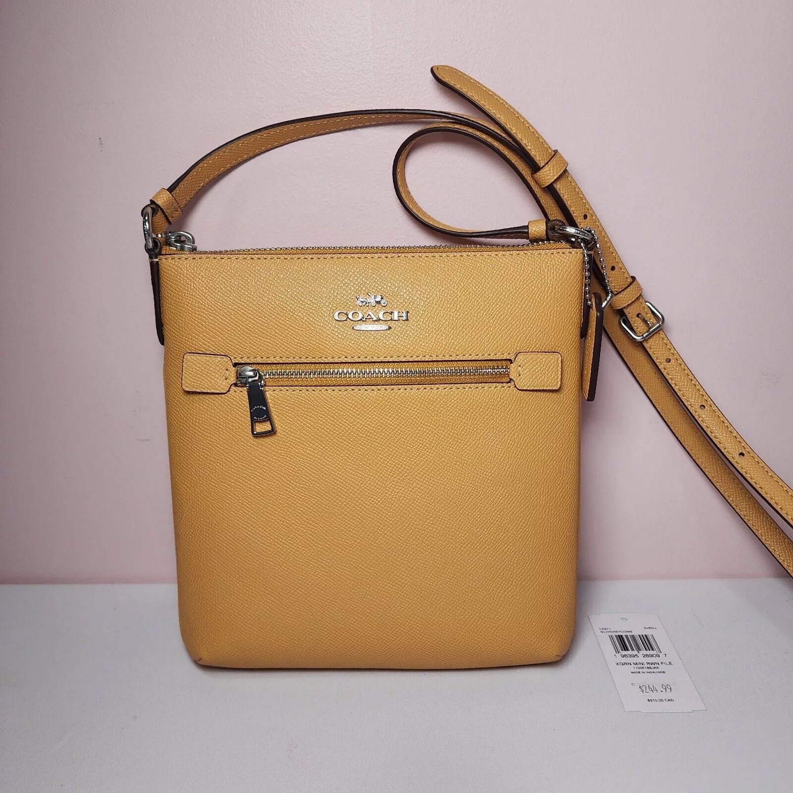 Coach Shoulder Bags Coach CE871 Rowan Mini Honeycomb Yellow File Crossbody Bag