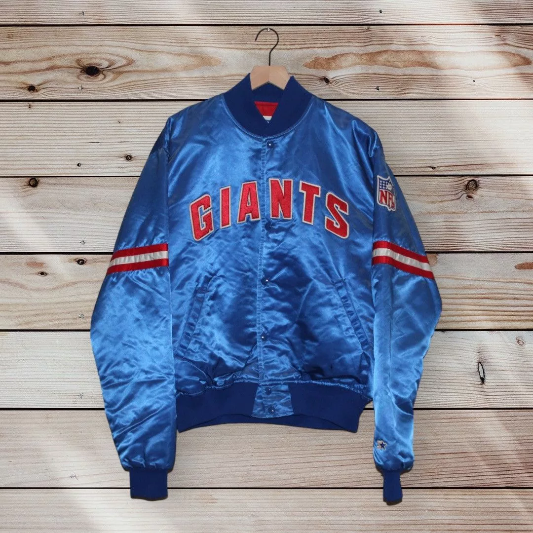 Starter Bombers Starter × Vintage Vintage 90s New York Giants Starter Satin Jacket XL Blue
