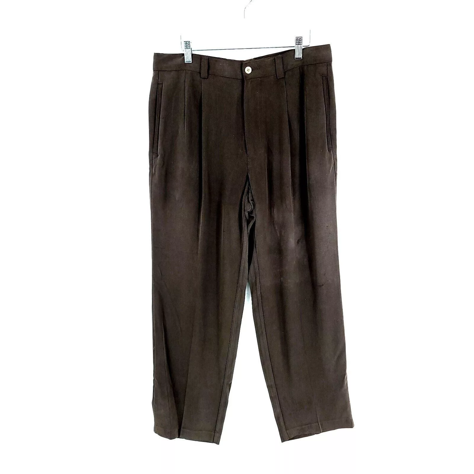 Tommy Bahama Casual Pants DAMAGED Tommy Bahama 100% Silk Brown Pleated High Rise Dress