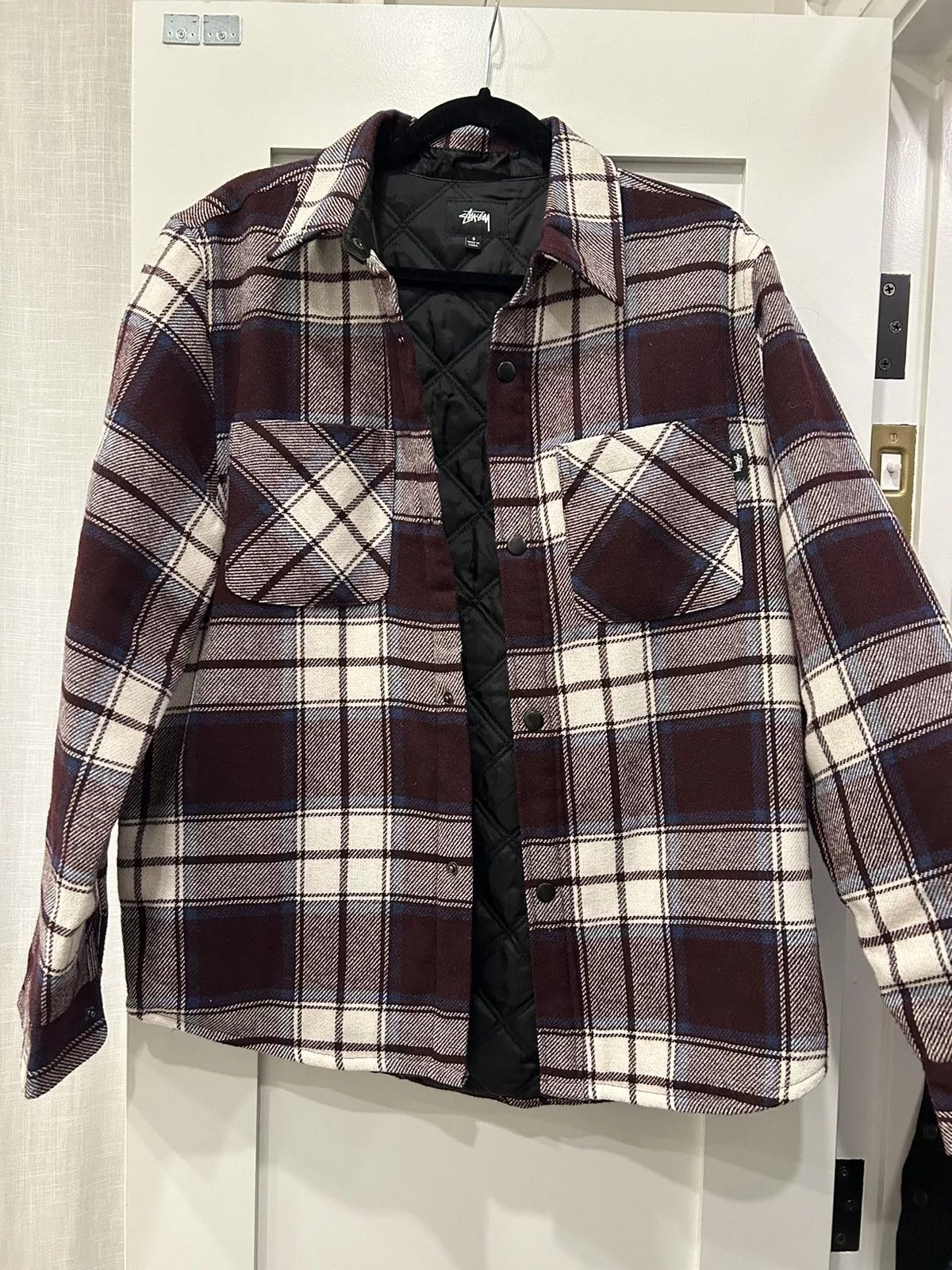 Stussy Light Jackets Stussy Quilted Plaid Wool Jacket Brown