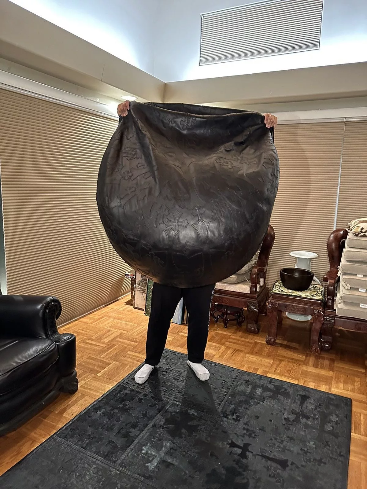 Chrome Hearts Miscellaneous Chrome Hearts Leather Bean Bag Black