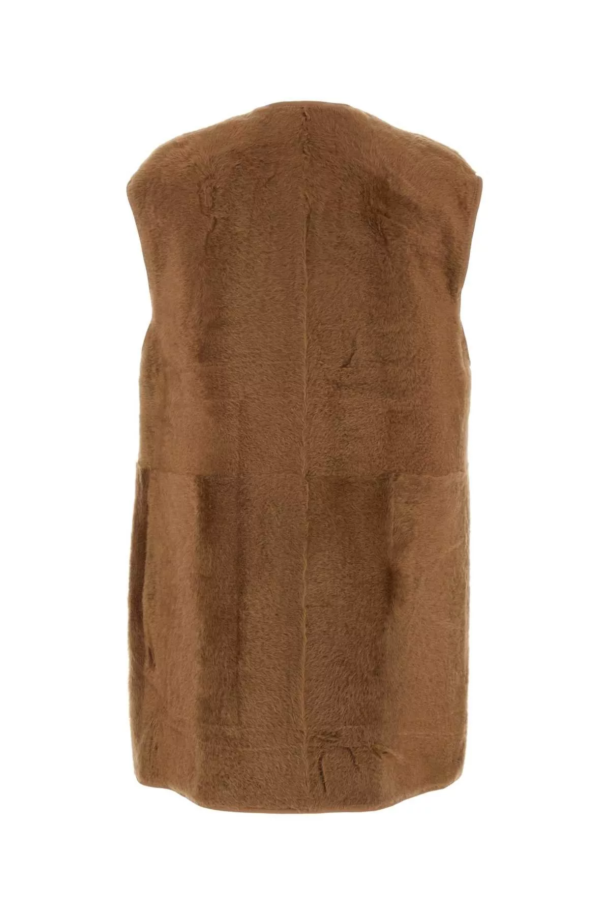 Max Mara Coats Max Mara Biscuit Shearling Effige Sleeveless Coat Multi