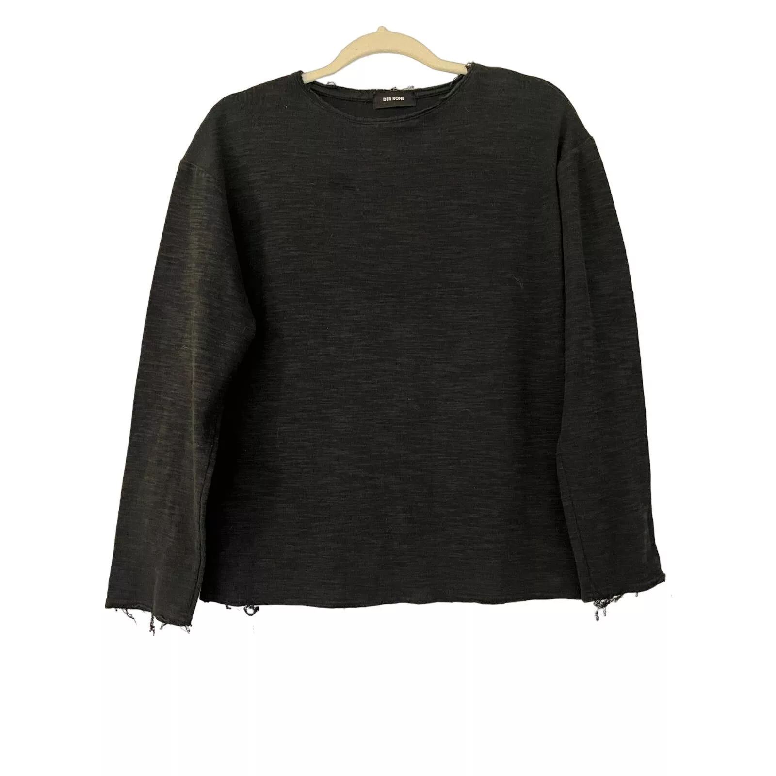 Designer Blouses Designer Der Rohe Black Long Sleeve Raw Hem Top Sz M