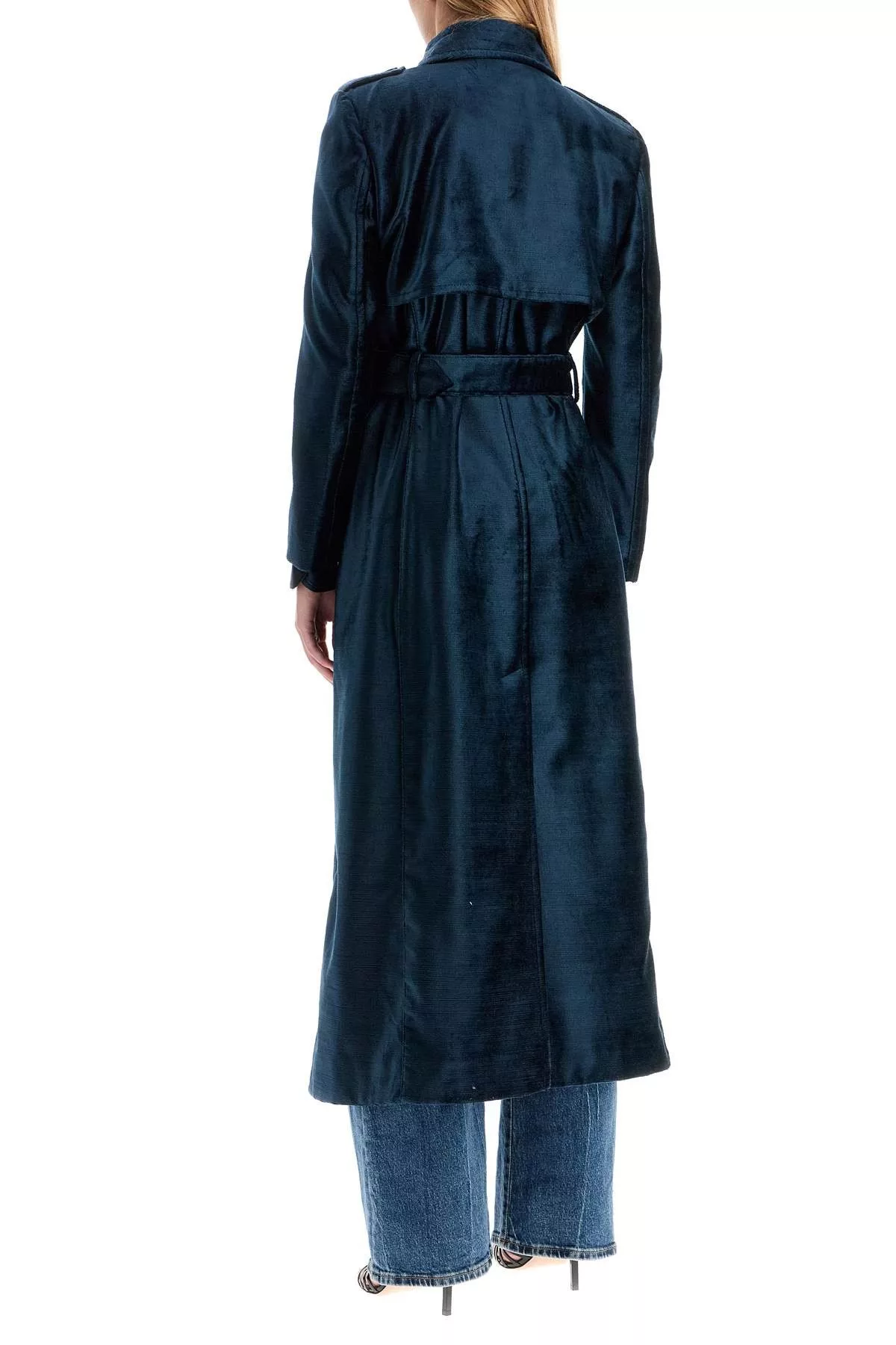 Tom Ford Coats TOM FORD Double-Breasted Velvet Coat With Flame Blue