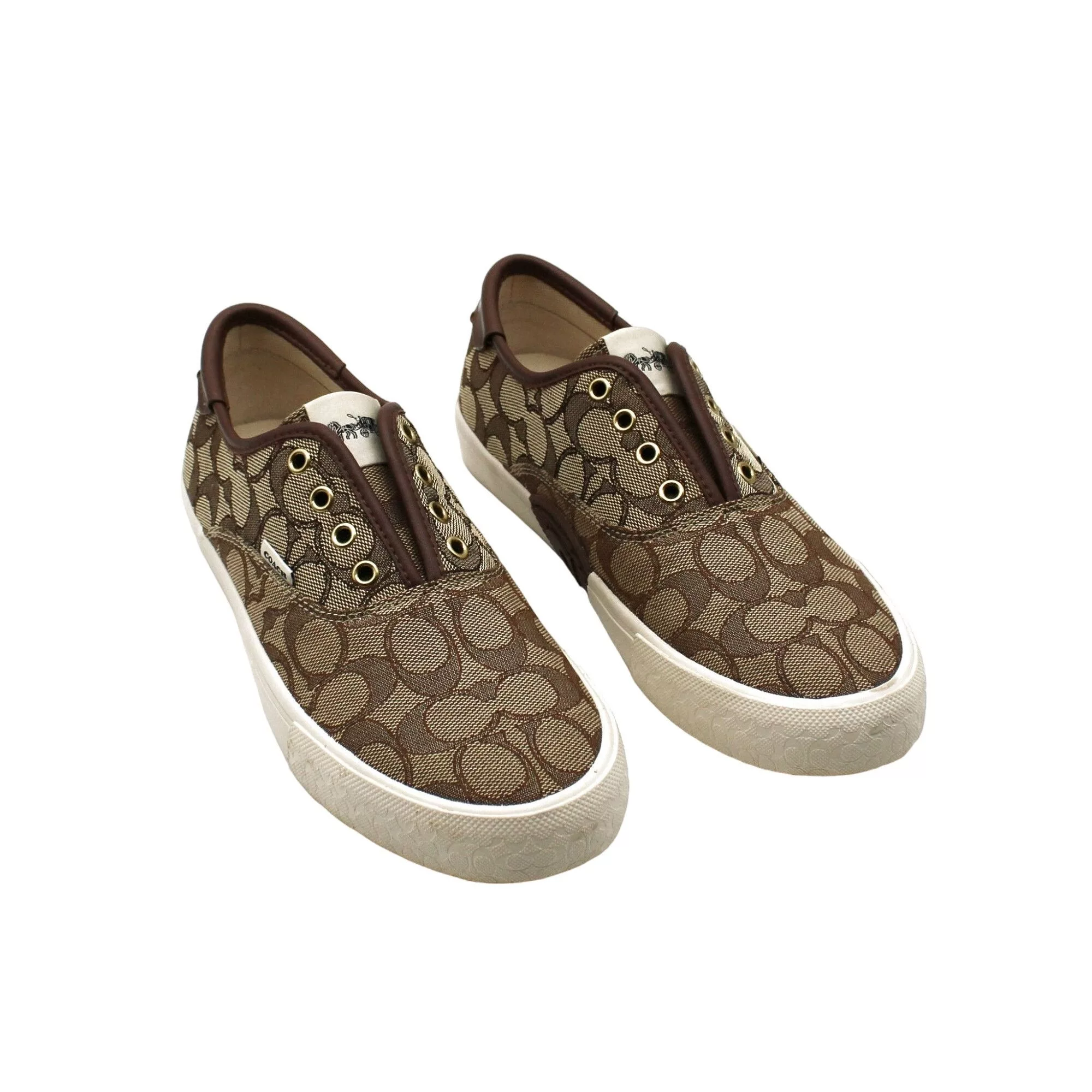 Coach Low Top Sneakers Coach Women's Lowline Signature Print Jacquard Cupsole Sneak Brown