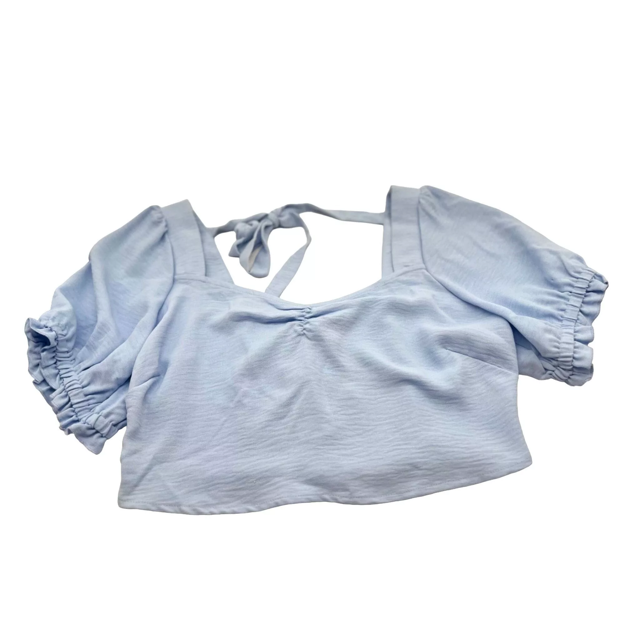 Other Crop Tops Other And Now This Plus Size Tie-Back Crop Top, Chambray Blue, OX Streetwear