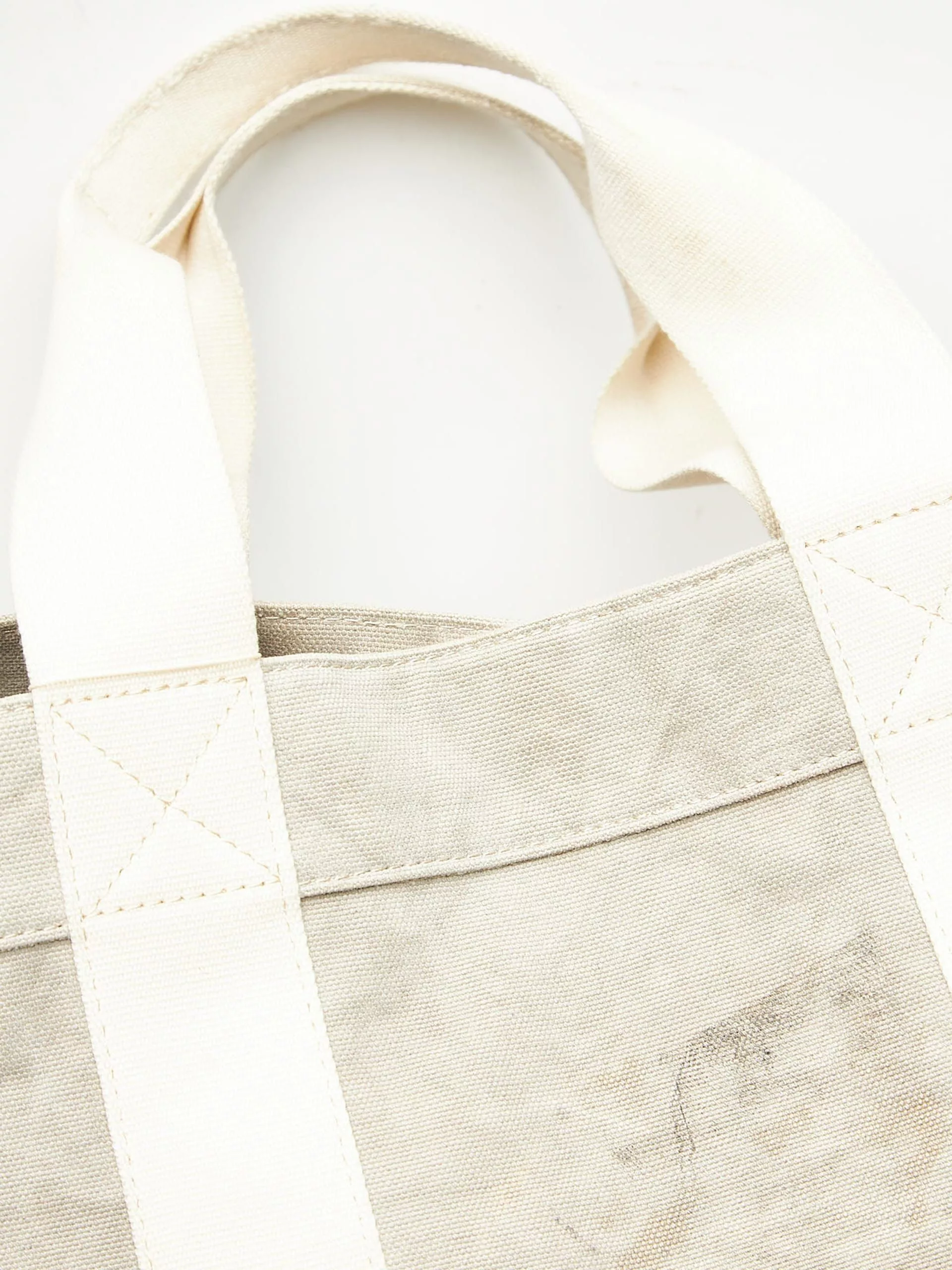 READYMADE Bags Luggage READYMADE Gray Washed Distressed Dirty Logo Printed Buttoned Cotton Tote Bag